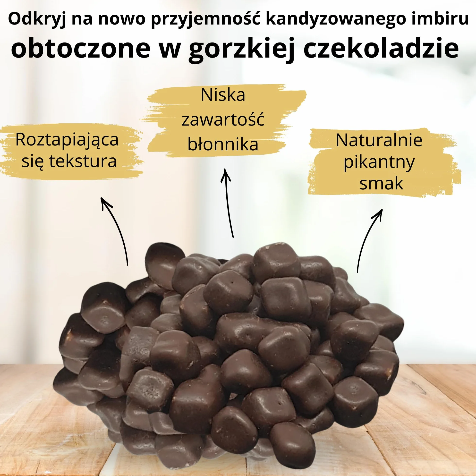[MA] bio-épicerie | Imbir kandyzowany w kostkach oblany czekoladą | 940G | Pakowane luzem | Certyfikat ekologiczny bio| Najwyższej jakości kandyzowane owoce i czekolada | Bez konserwantów