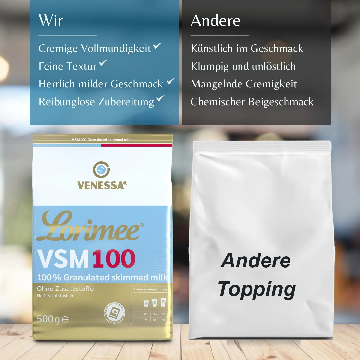 Venessa VSM 100 Lorimee odtłuszczone mleko w proszku granulat 500 g Skimmed Milk do kawy