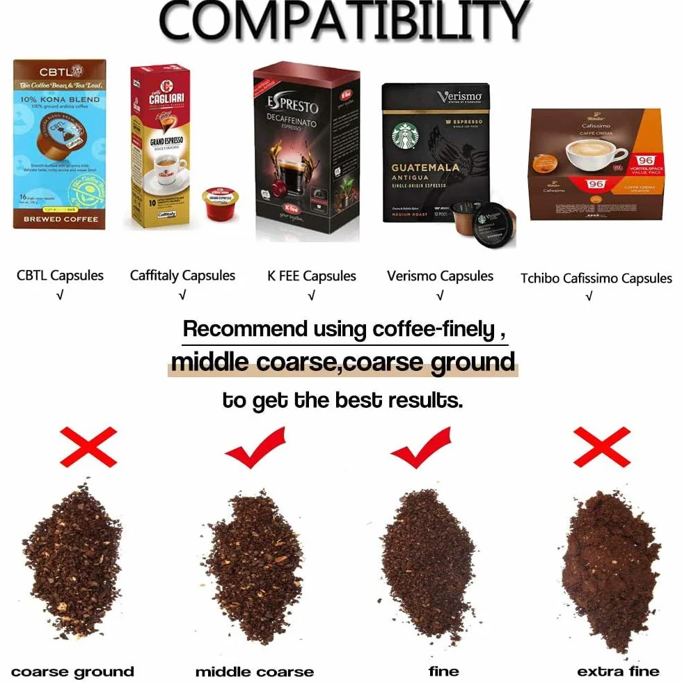 Kapsułki do kawy wielokrotnego napełniania ze stali nierdzewnej do Caffitaly Tchibo Cafissimo ALDI Expressi