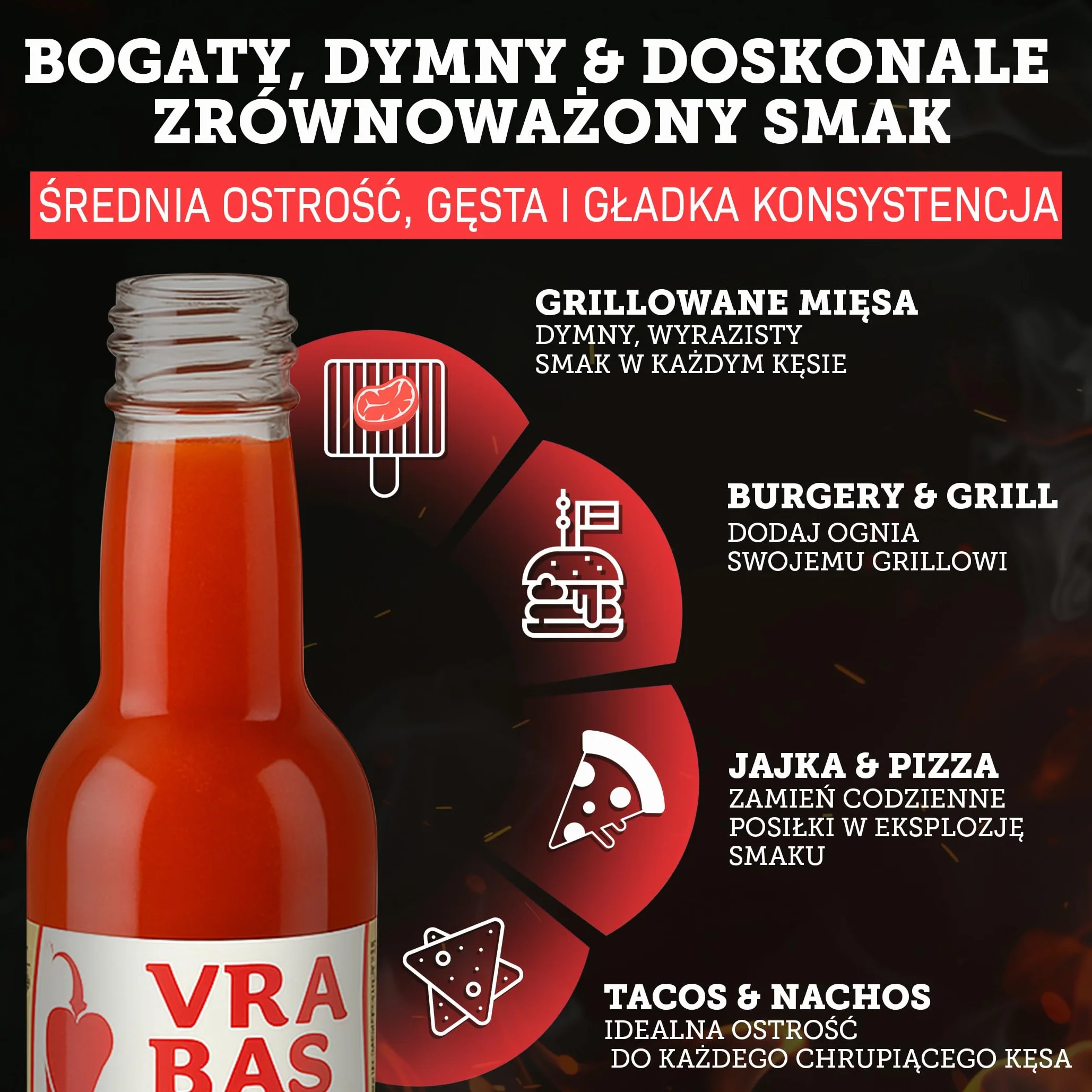 Vrabasco Smoked Sos Chili 100 ml – Fermentowany i Wędzony – 80% Papryczek z Chorwacji