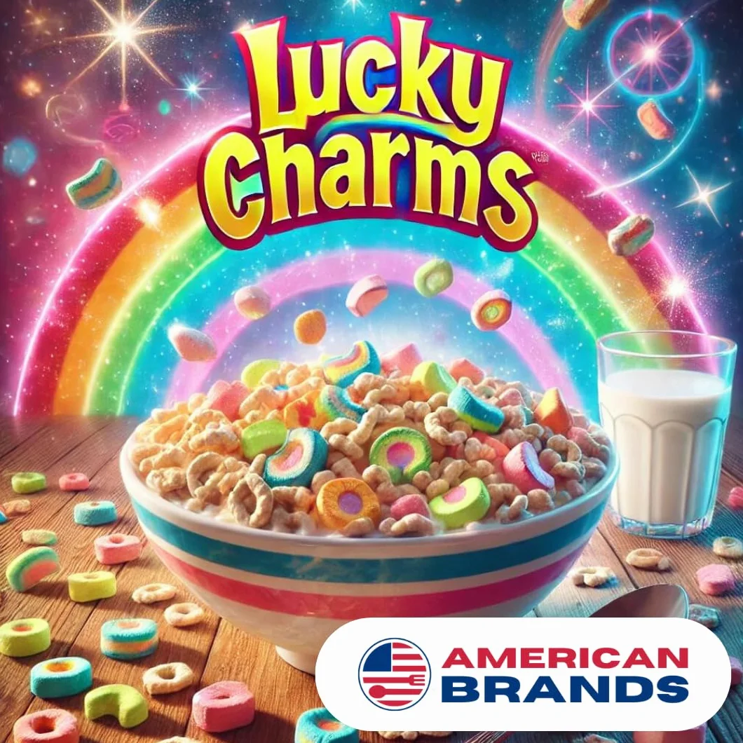 American Brands - Lucky Charms Marshmallow Cereal - 652g, Amerykańskie płatki śniadaniowe, Kolorowe pianki, Słodkie śniadanie, Płatki dla dzieci