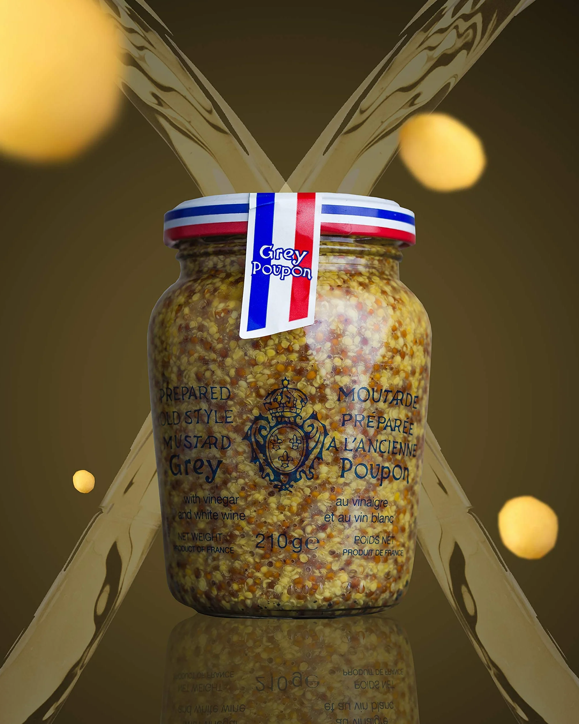 Grey Poupon Musztarda pełnoziarnista 6 x 210 g | wykonana z białego wina | musztarda francuska | idealna do sosów, steków, grilla, dressingów i kanapek