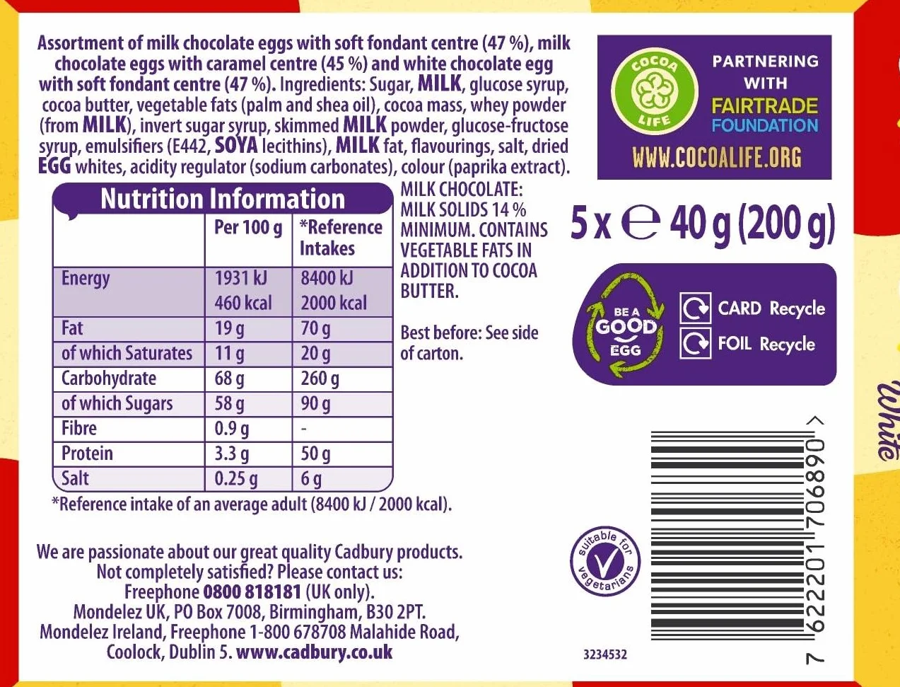 Cadbury Crème Egg Wielkanocny Zestaw 200g 5 Sztuk