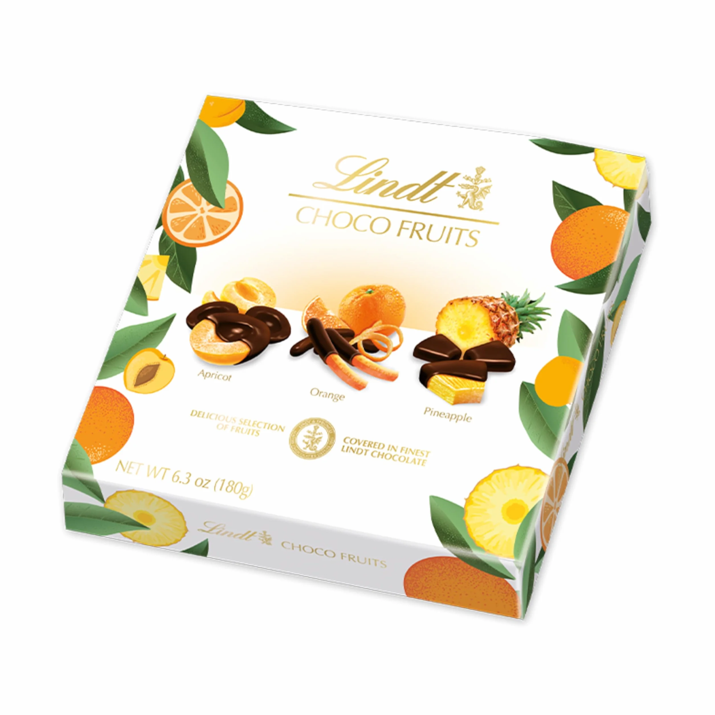 Lindt - Pudełko CHOCO OWOCE Moreela, pomarańczowe, ananas - czarna czekolada, 180g