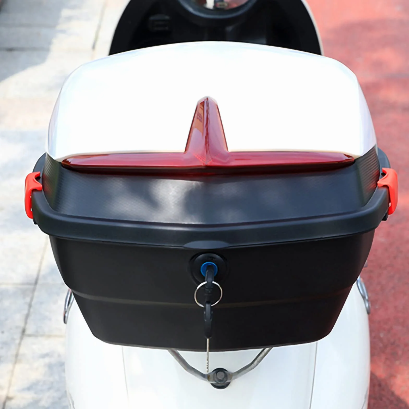 Uniwersalny Wodoodporny Bagażnik Motocyklowy Górny Kufer Dużej Pojemności Biały