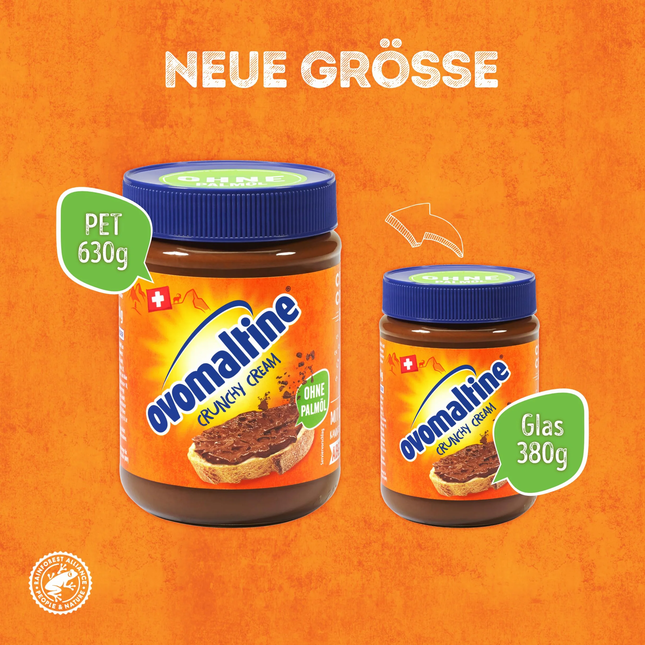 Ovomaltine Crunchy Cream pasta do smarowania chleba – wyjątkowo chrupiący krem czekoladowy bez oleju palmowego – słodka smarka z chrupiącymi kawałkami owomaltiny – wyprodukowano w Szwajcarii (1 x 380 g)