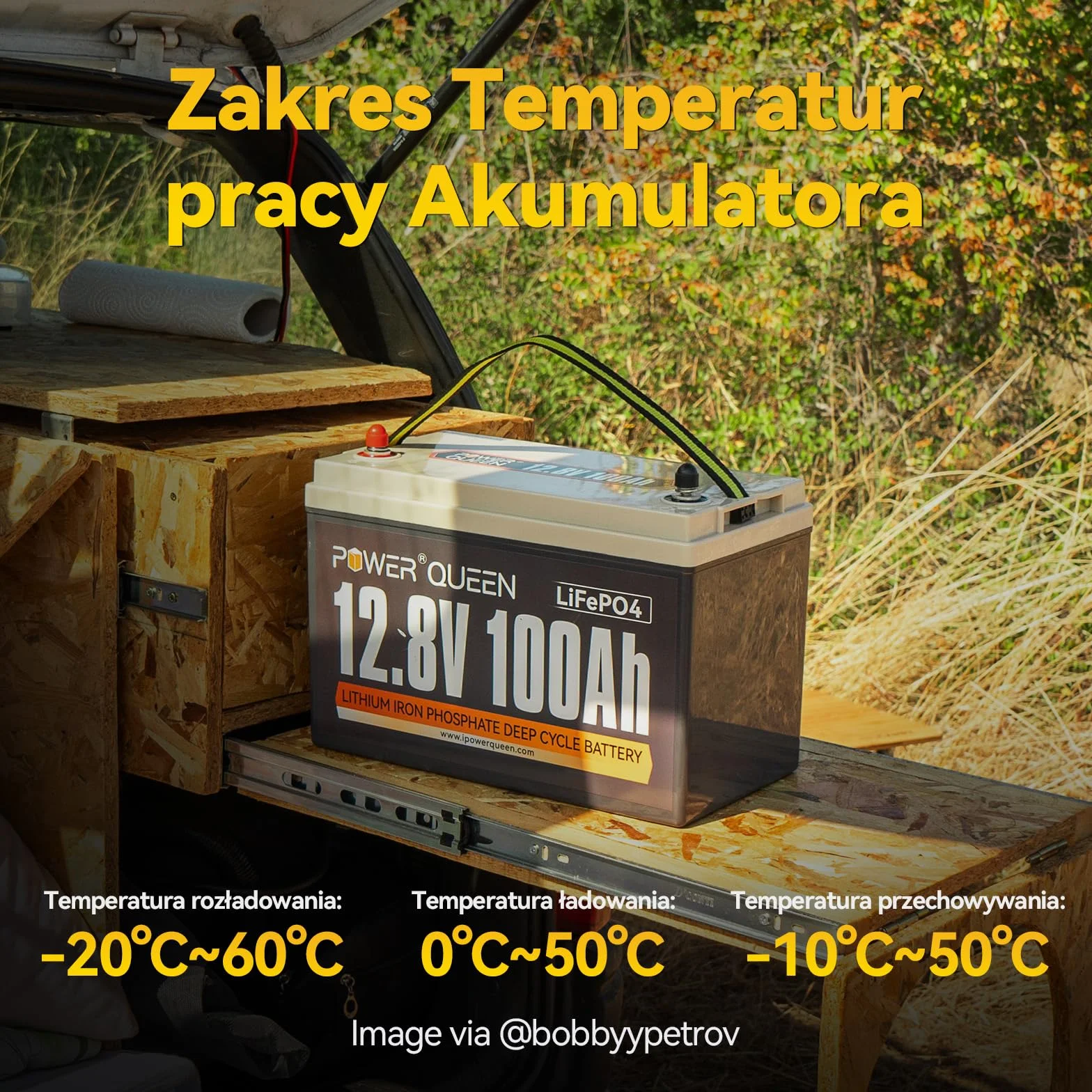 Power Queen 12.8V 100Ah LiFePO4 Akumulator z BMS 100A 2 Pack