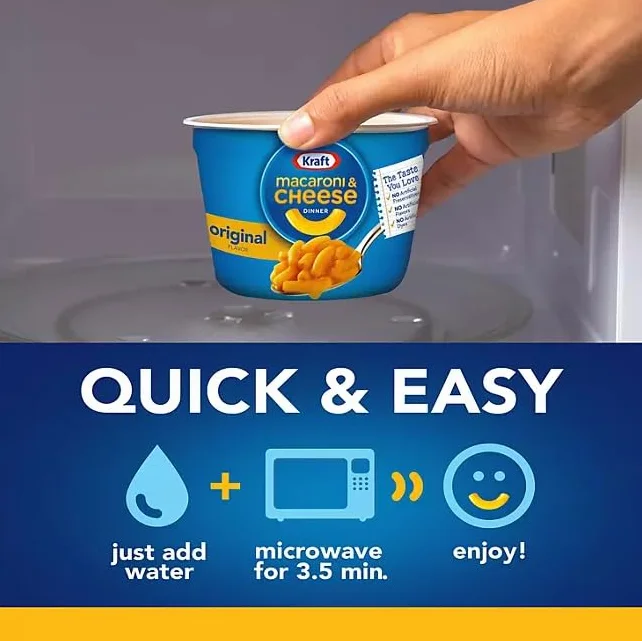 Kraft Macaroni and Cheese Classic 12-pack x 58g - Szybki posiłek, Serowy makaron, Przyjazny dla rodziny, Łatwy w przygotowaniu, Klasyczny smak - Wygodne jedzenie na każdy dzień