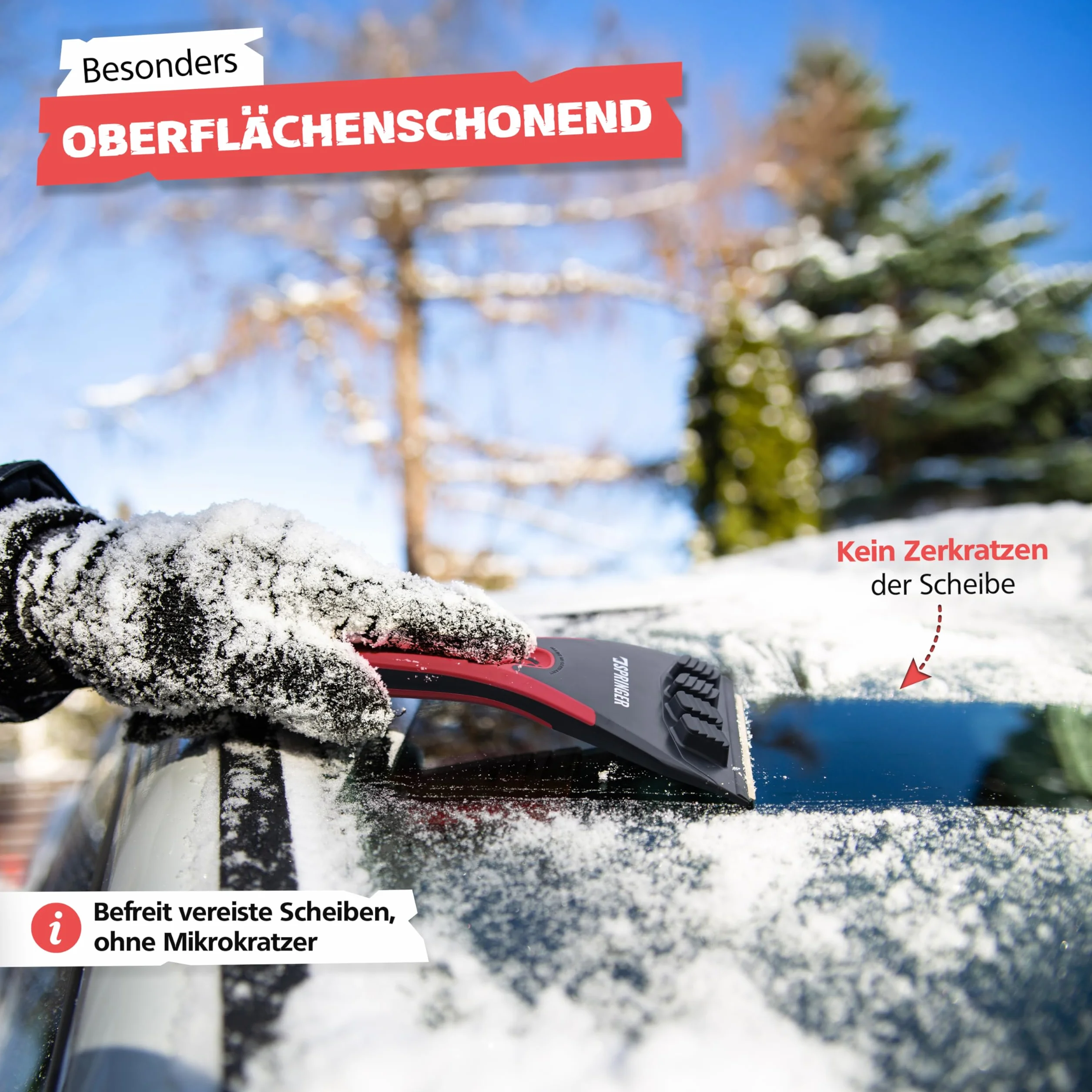 SPRINGER ZX2000 - - Zdrapka do lodu - - Wykonane w Niemczech - - Zdrapka do szyb z mosiężnym ostrzem - - Szczotka do śniegu z funkcją ściągania lodu - - Antypoślizgowa i ergonomiczna zdrapka do szyb