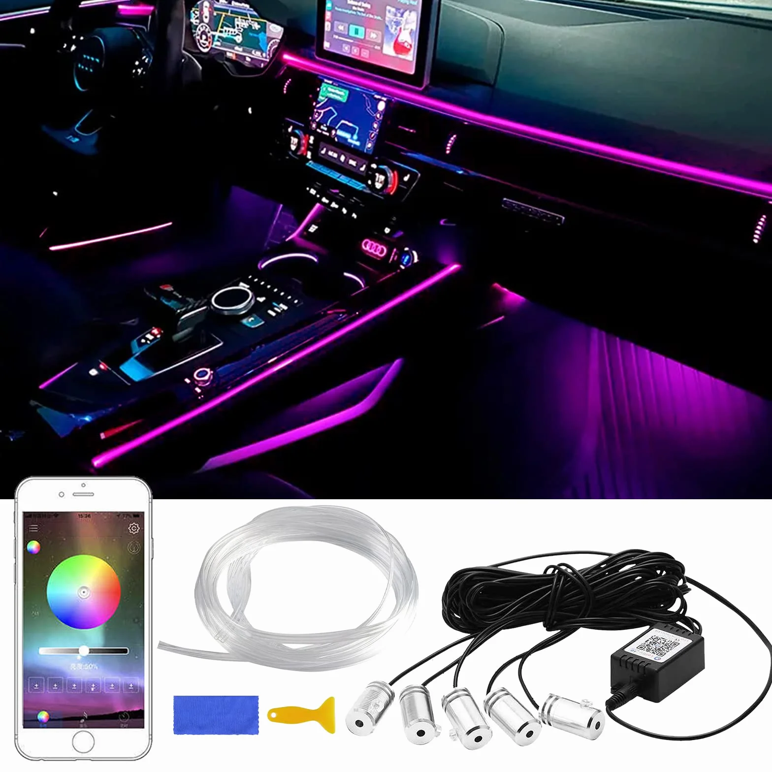 Taśma LED 6m RGB 16M kolorów aktywny dźwięk zestaw oświetlenia otoczenia Bluetooth