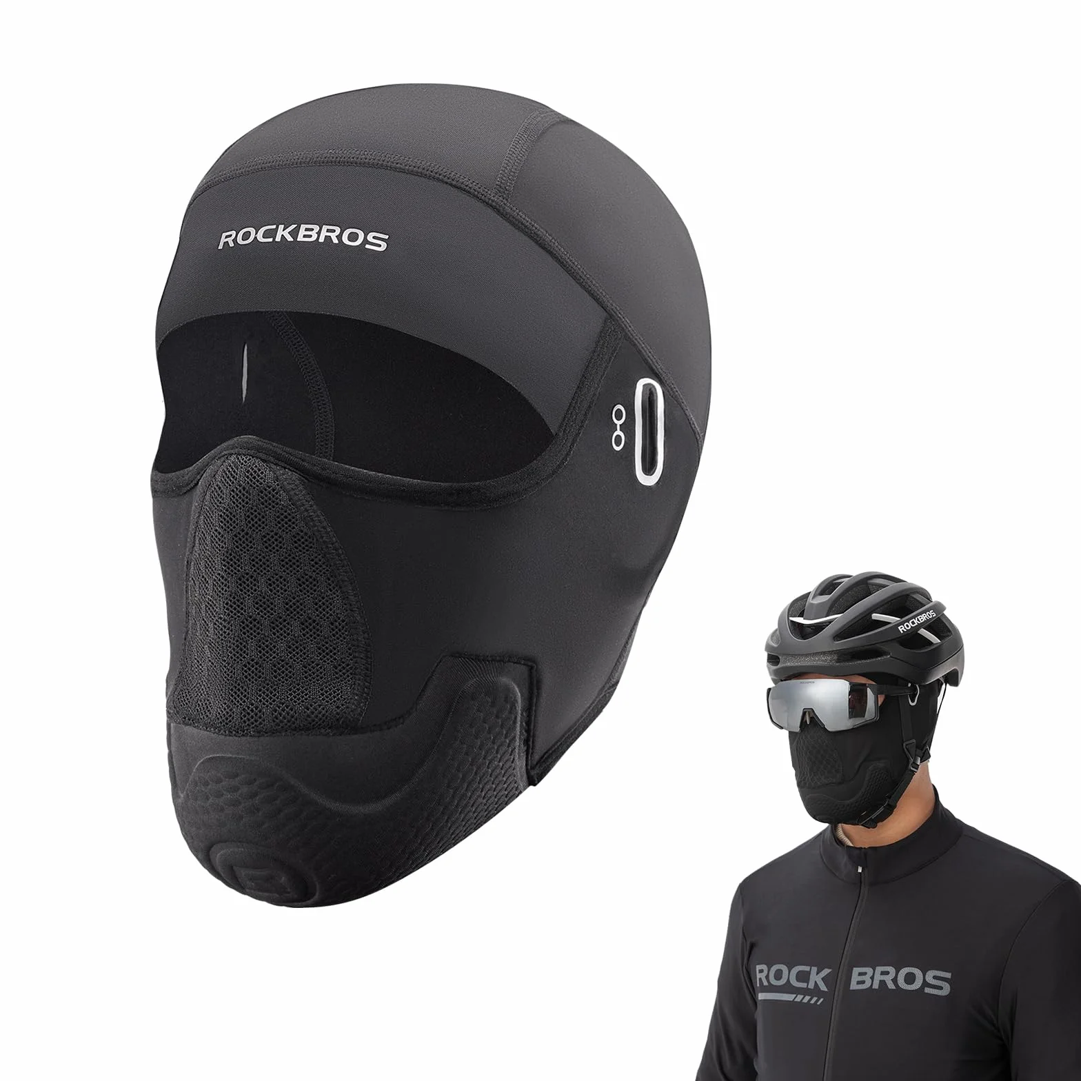 ROCKBROS Maska Motocyklowa MTB Fleece Winter Rowerowa Kominiarka Termiczna dla Mężczyzn Elastyczna Kominiarka na Szyję Camping Narty Podróż Ciepły Sport, Czarny