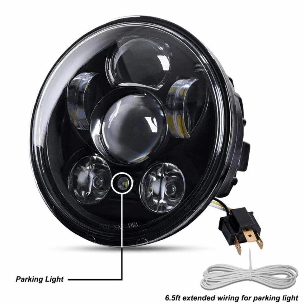 5.75"45W 3/4 Motorcycle Projector Reflektor LED Lampa dla Harley Sportster Iron 883 1200 Dyna Street Bob FXDB (czarny)