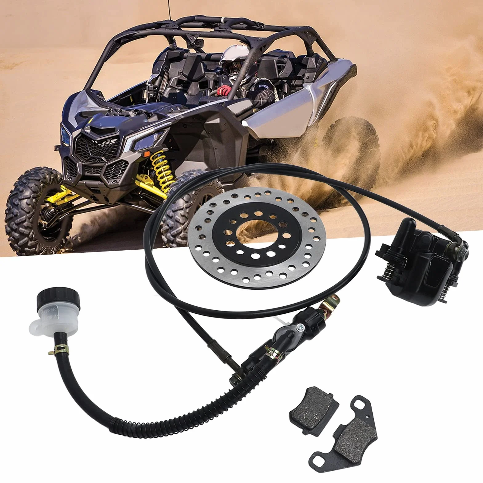 Zestaw Pompy Hamulcowej, Zestaw Pompy Hamulcowej Hamulca Tarczowego do Gokarta Uniwersalny Zestaw Hamulcowy do Gokartów Pasuje do Motor Terenowy Quad ATV Gokart