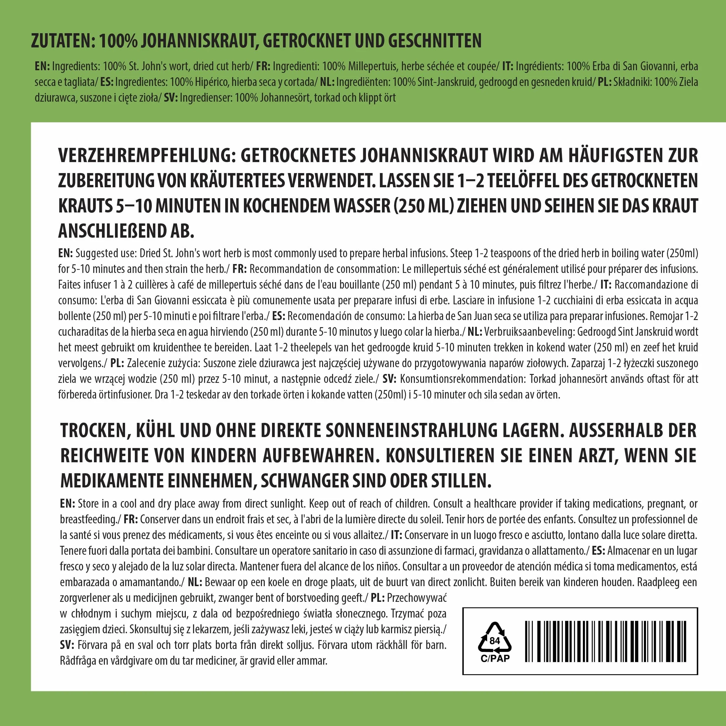 Alpi Nature Herbata z Dziurawca 250g, Ziołowa Herbata Liściasta, Suszone i Cięte Ziele Dziurawca