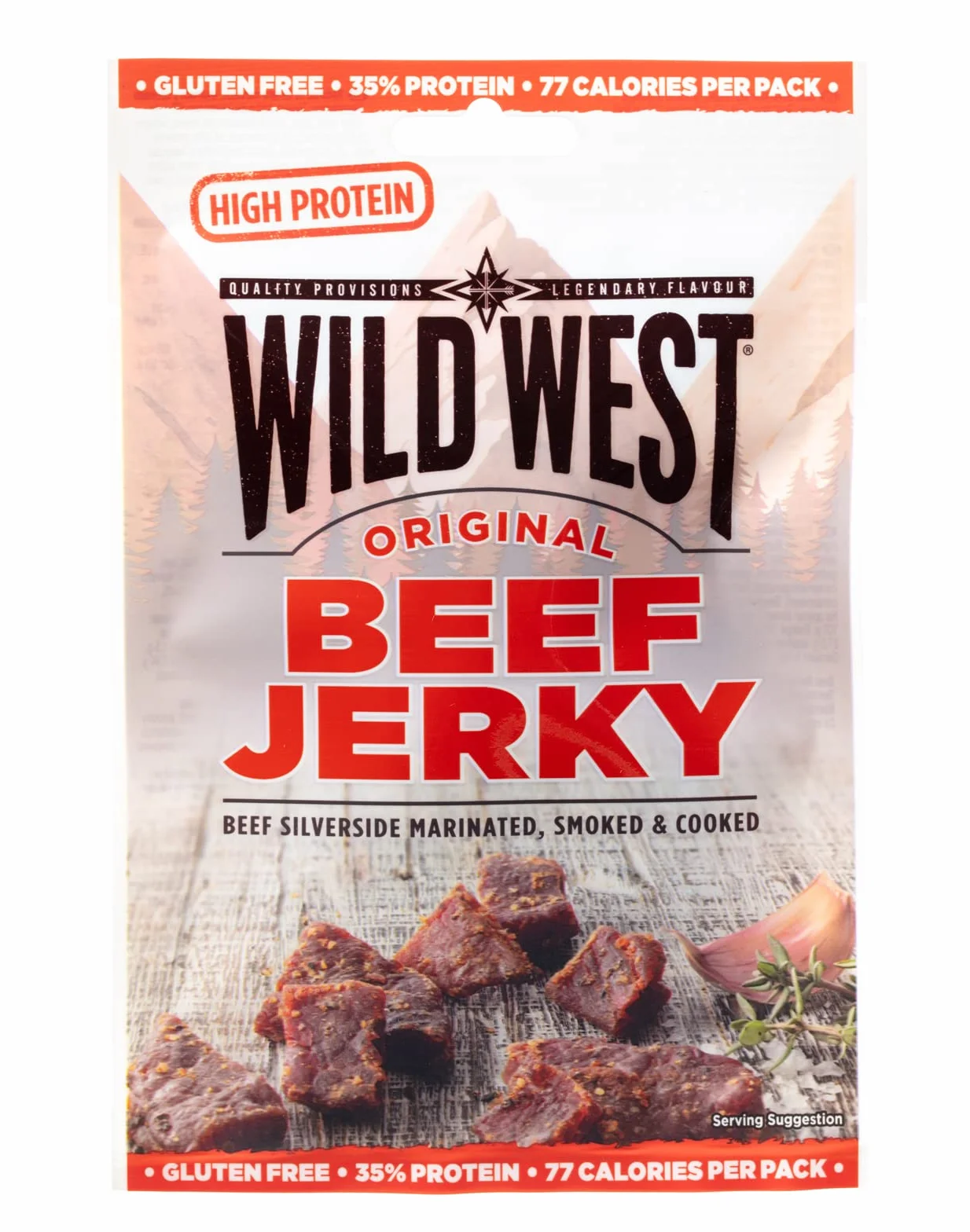 Wild West Beef Jerky, wysokobiałkowa suszona wołowina, przekąska proteinowa Beef Jerky, 16x25g Mix Box z suszoną wołowiną, 6x smak oryginaln, 6x BBQ z miodem, 4x jalapeno
