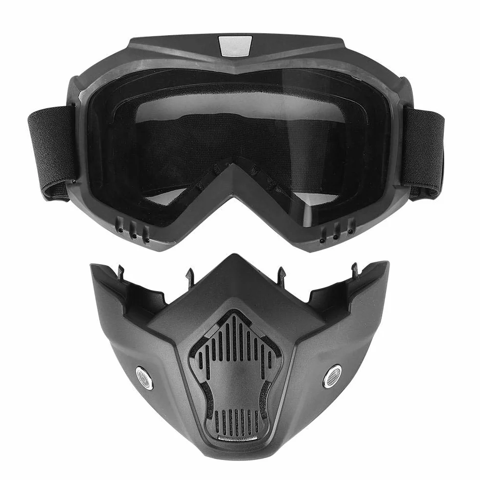 Gogle Maskujące Terenowe Motocyklowe do Kasku - Taktyczne Wiatroszczelne (Przezroczyste)