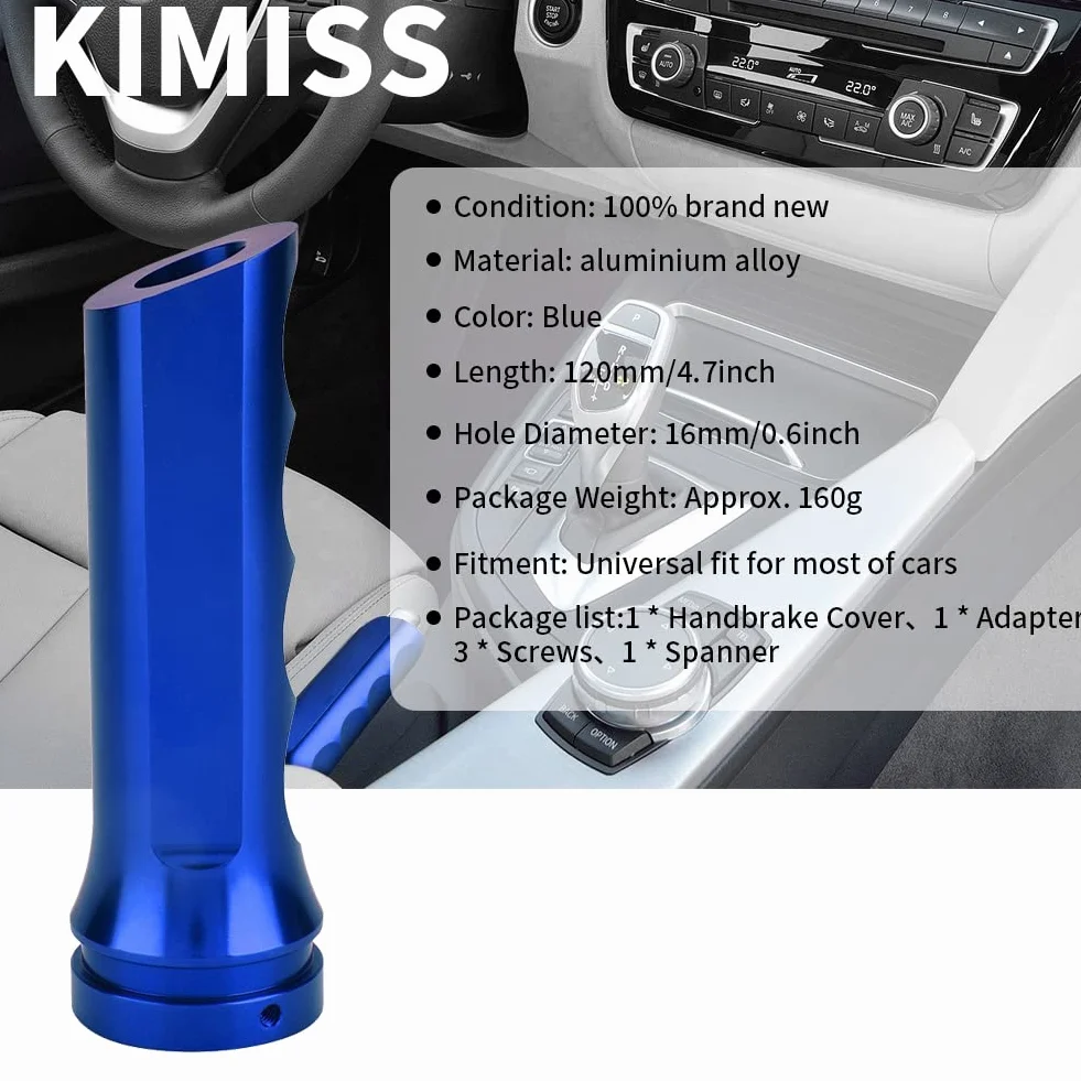 KIMISS Aluminiowa Pokrywa Dźwigni Hamulca Ręcznego Uniwersalna Niebieska Ochrona Styl
