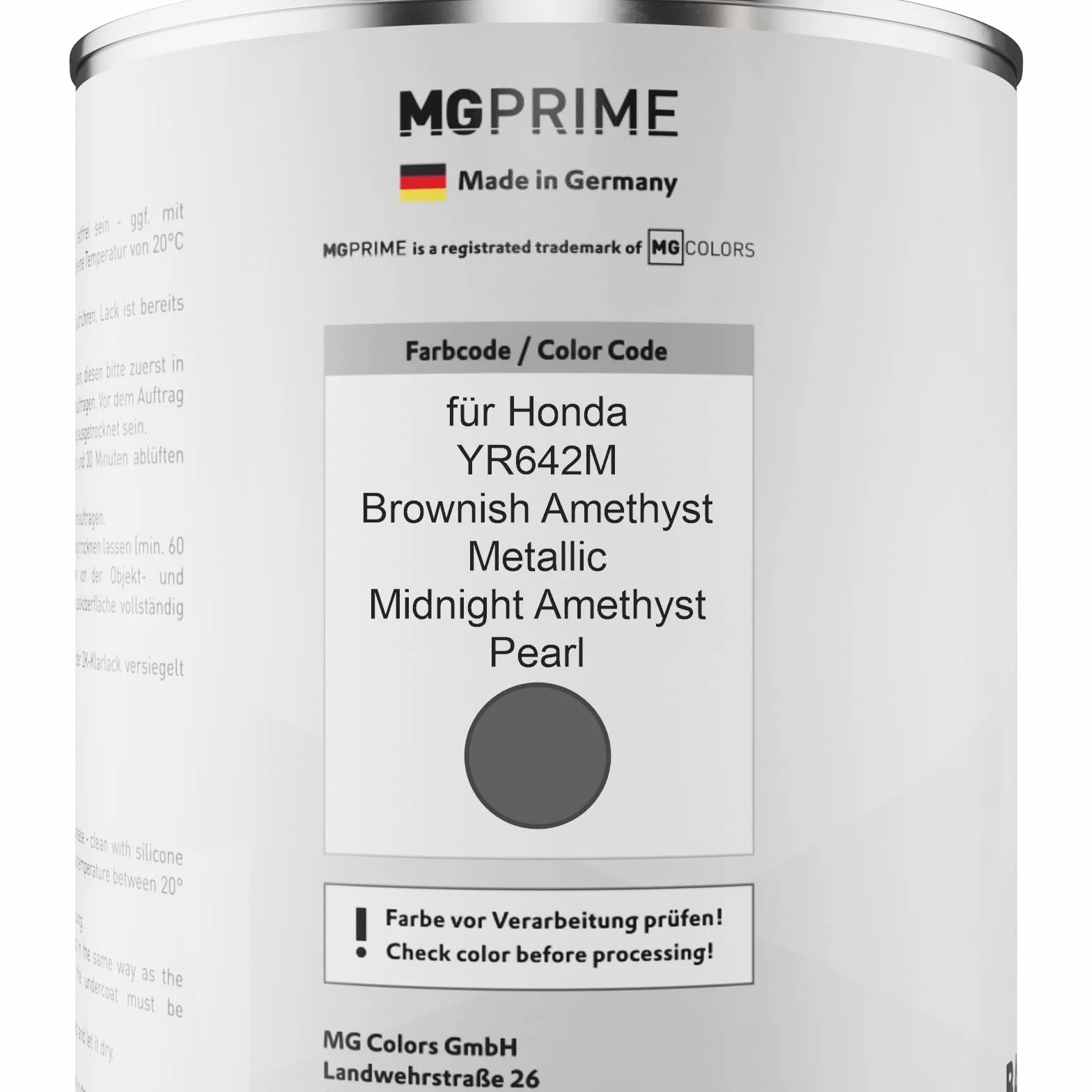 MG PRIME Lakier samochodowy Zestaw puszek dla Honda YR642M Brownish Amethyst Metallic/Midnight Amethyst Pearl Lakier bazowy 2K bezbarwny gotowy do natrysku 2,5L