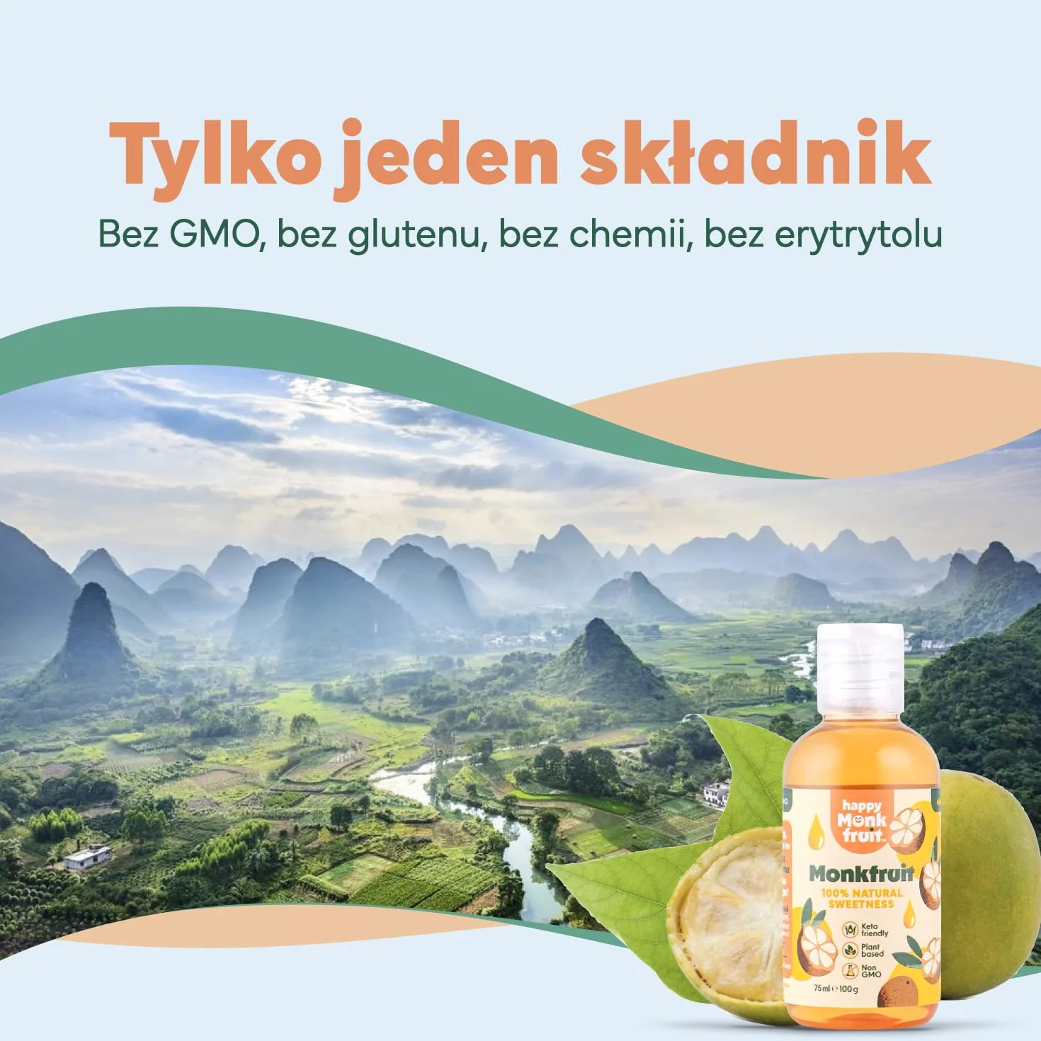 Słodzik z Owocu Mnicha (Monk Fruit) | 100% Naturalny, Idealny do Diety Keto i Niskowęglowodanowej | Bez Goryczy, Bez Erytrolu | Idealny do Deserów i Napojów