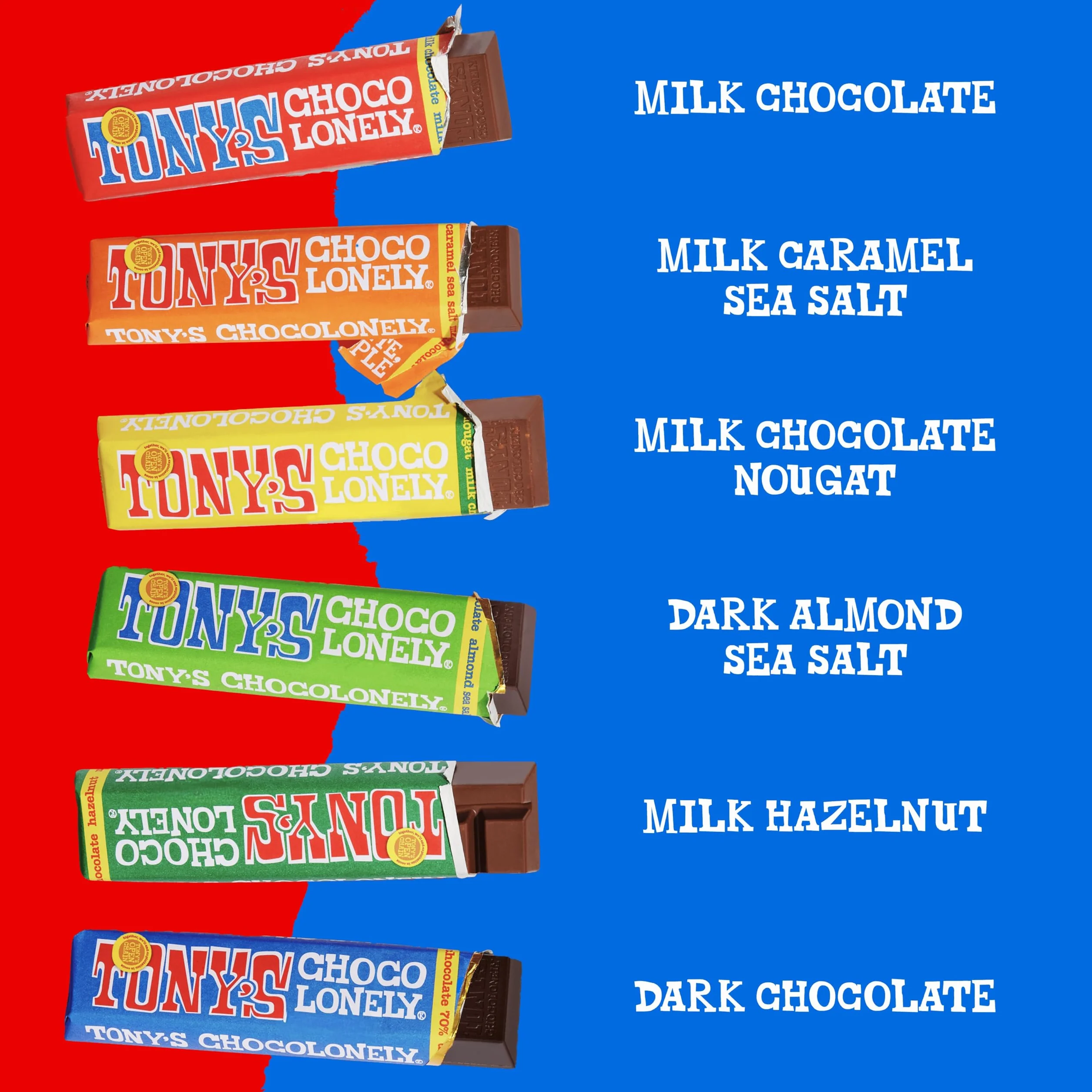 Tony's Chocolonely Rainbow Tasting Pack - 288 g, małe batoniki czekoladowe, pudełko upominkowe, 6 smaków, wegetariańska - belgijska czekolada Fairtrade