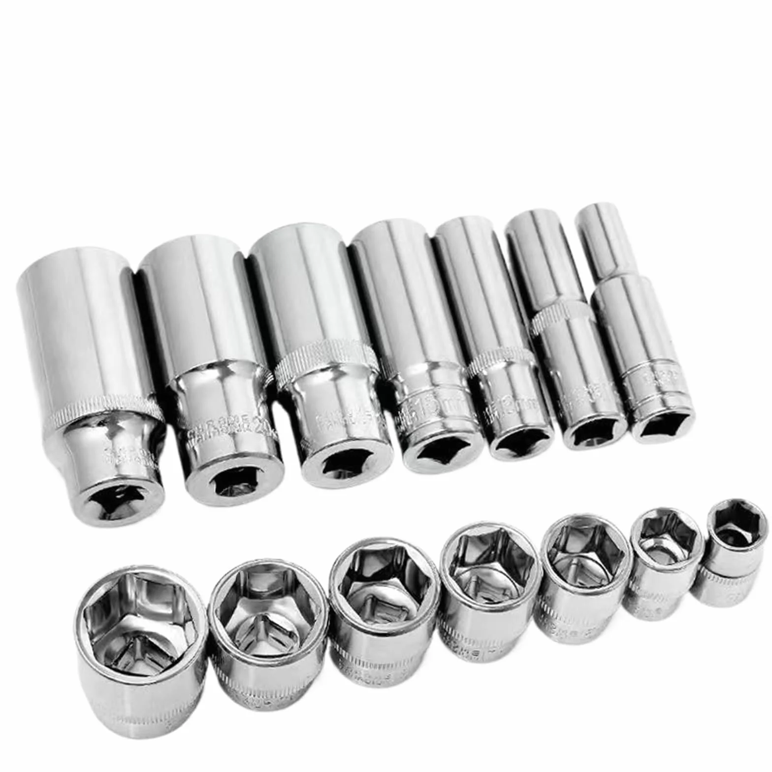 Nasadka sześciokątna 3/8" Głowica klucza Metryczne mmmirror Zestaw 6-punktowych nasadek antykorozyjnych Zestaw przedłużek(63mm Length,23mm-1pcs)