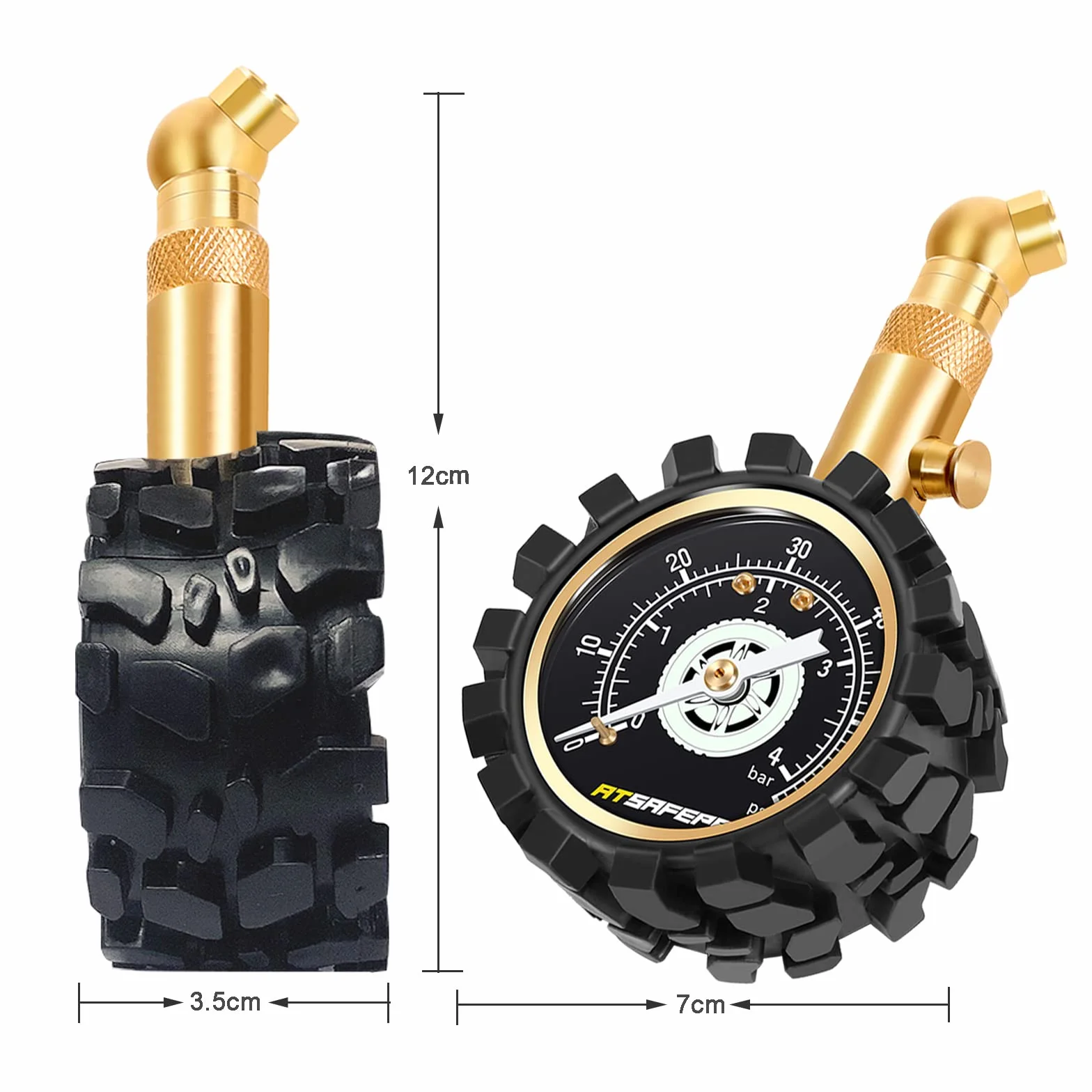 Profesjonalny mechaniczny miernik ciśnienia w oponach 60psi 4bar ATsafepro