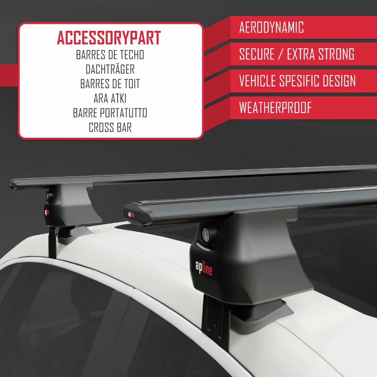 Kompatybilny z Opel/Vauxhall Crossland X 2017-2020 Bars ACE-4 Bagażnik Dachowy CZARNY