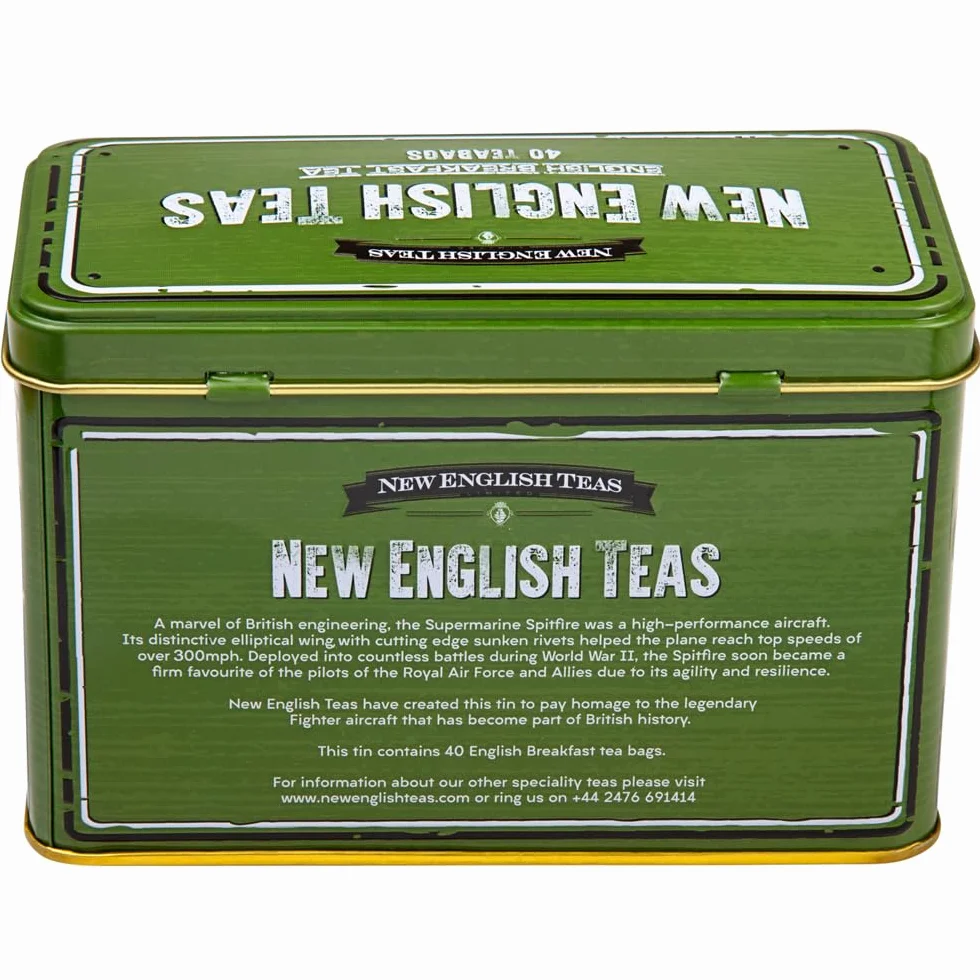 New English Teas Vintage Supermarine Spitfire puszka do herbaty z 40 angielskimi torebkami śniadaniowymi