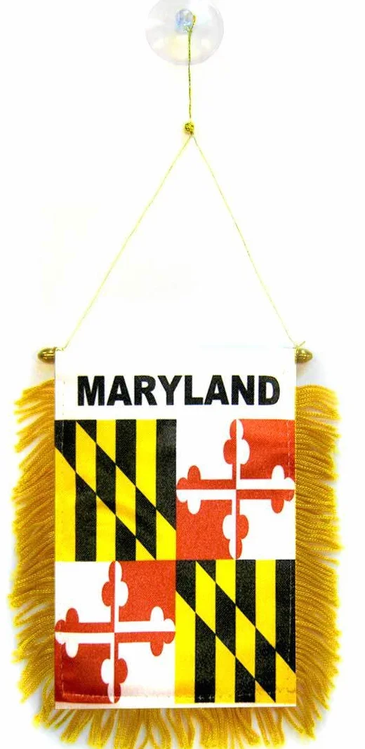 Proporczyk Maryland 15x10cm - Mini flaga stanu USA - USA - Stany Zjednoczone 10 x 15 cm specjalny samochód - Baner - AZ FLAG