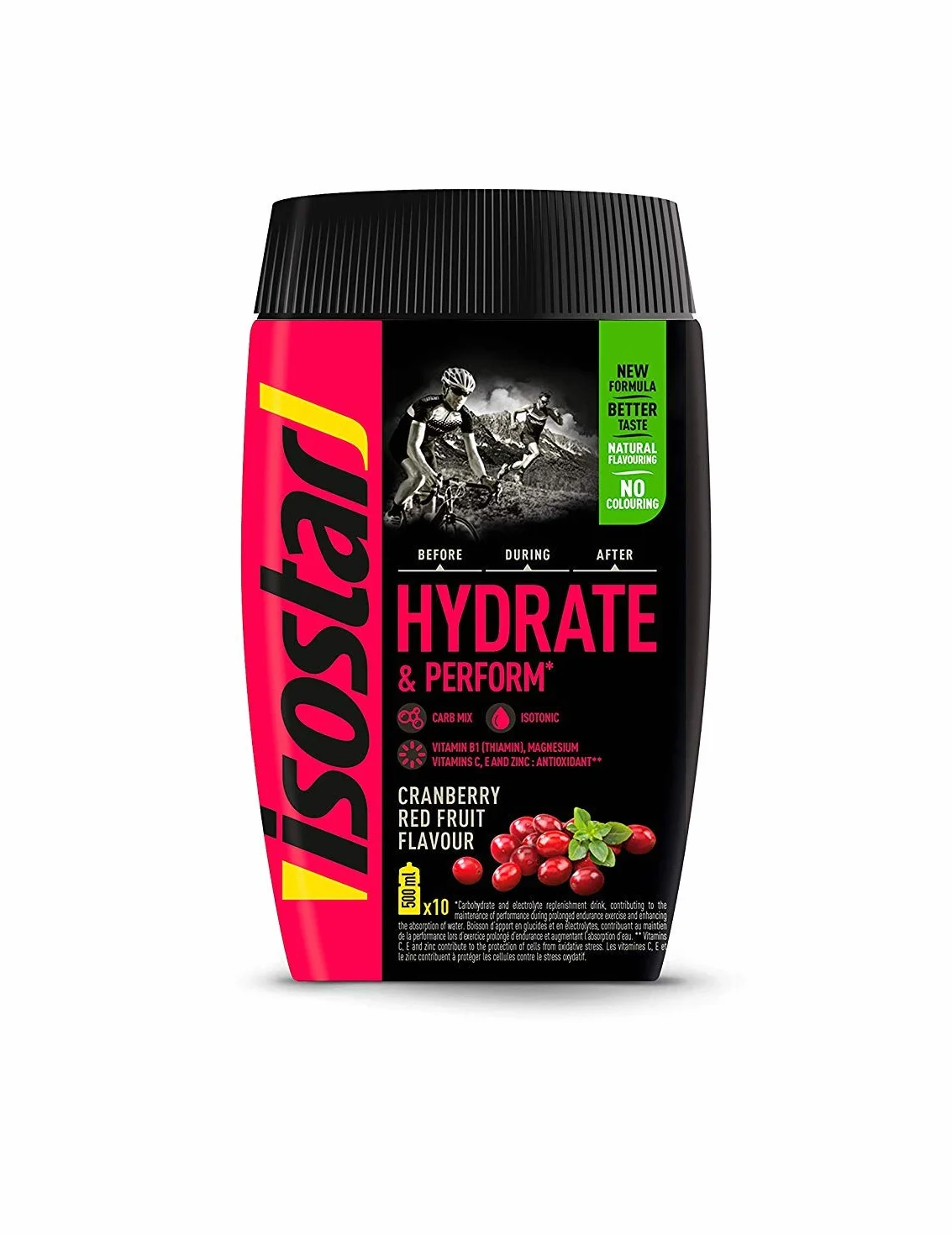 Isostar Hydrate & Perform Iso Drink – 400 g izotonicznego proszku do napojów – elektrolit w proszku do wspierania wyników sportowych – żurawina (2 x 400 g)