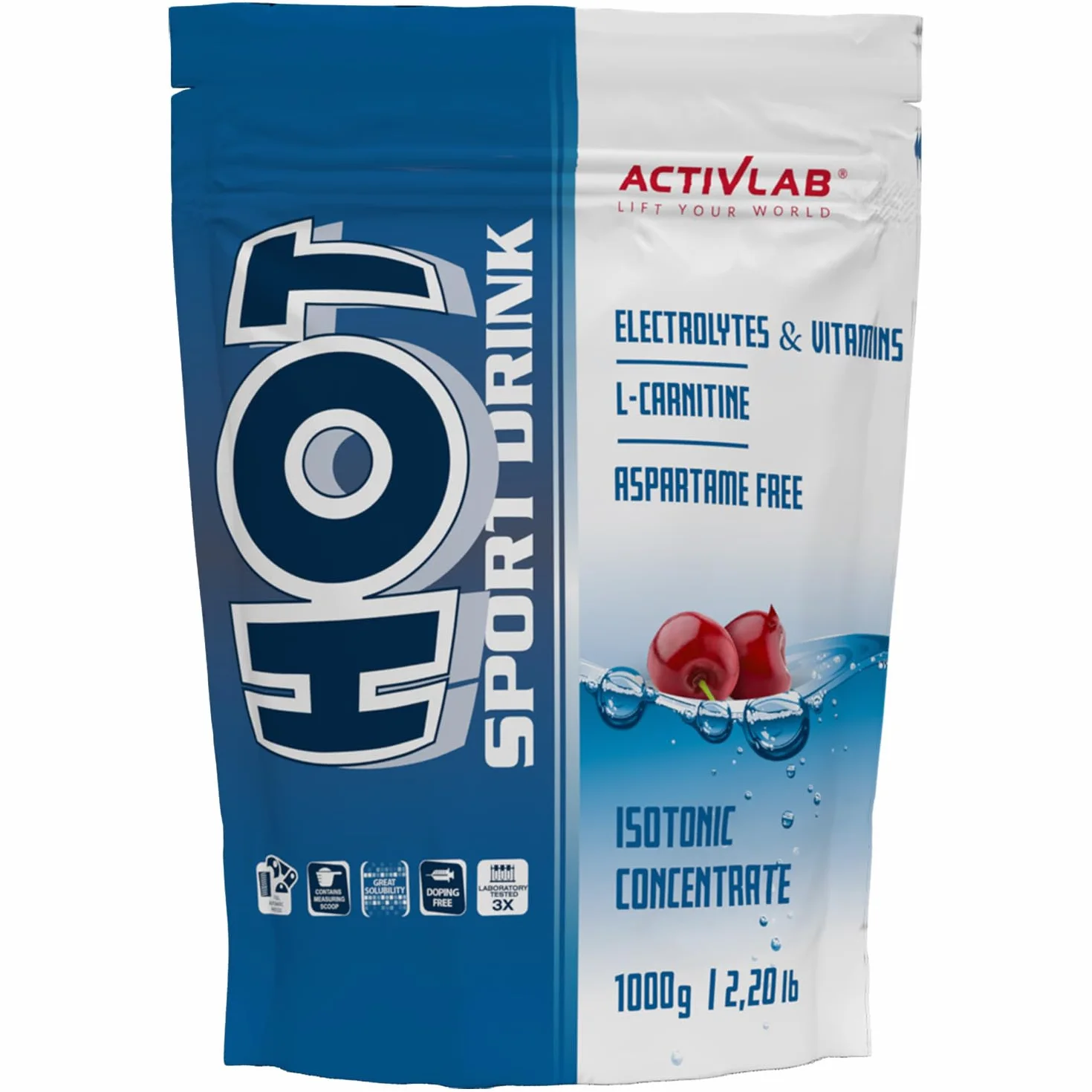 Activlab Hot Sport Drink 1000g - Napój izotoniczny w proszku z elektrolitami i witaminami, węglowodanami, ponad 80 porcji | Wspiera regenerację po intensywnym treningu, Wiśniowy