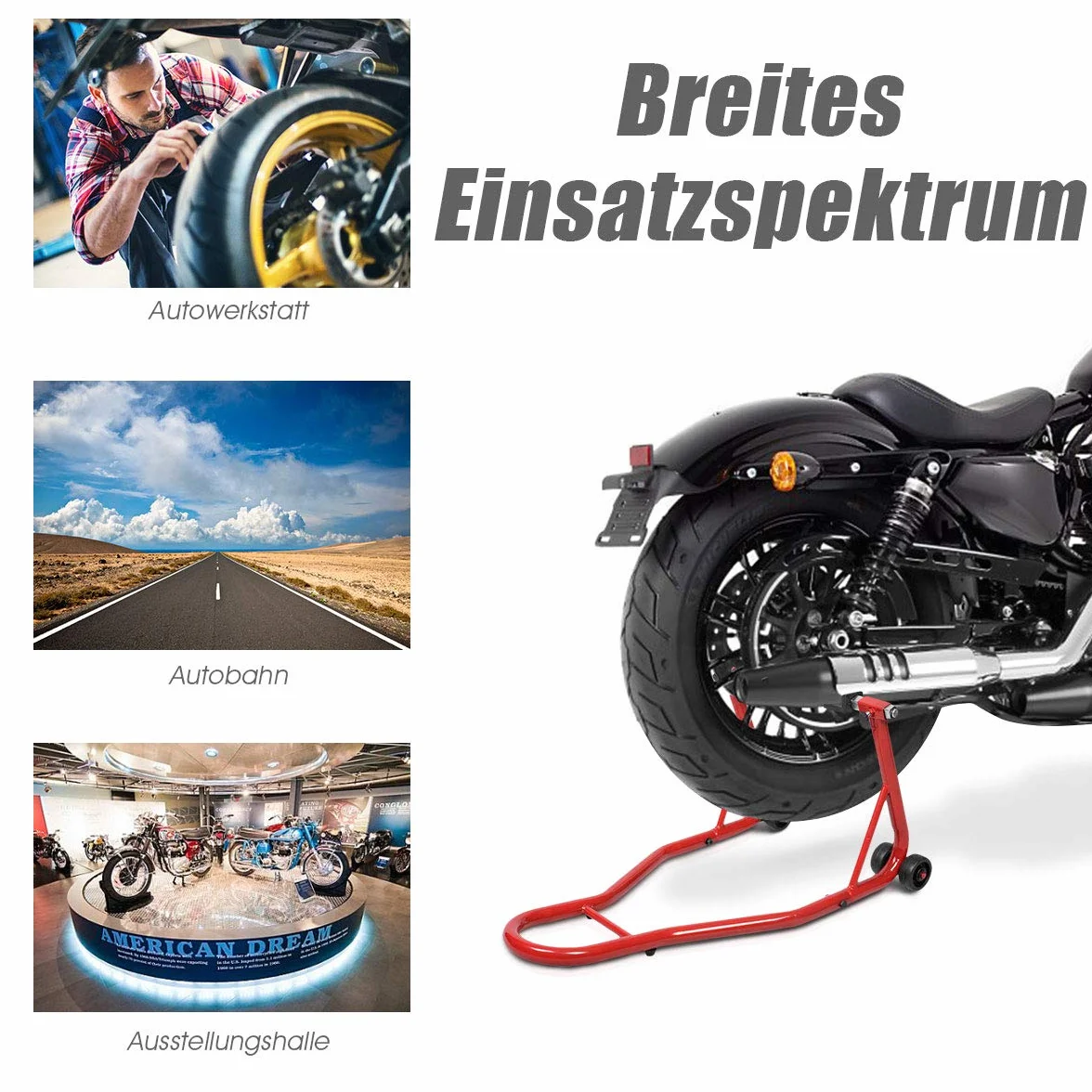 GOPLUS Tylny stojak na motocykl, stojak montażowy, wybór koloru, stojak na tylne koło, stojak na tylne koło (czerwony)