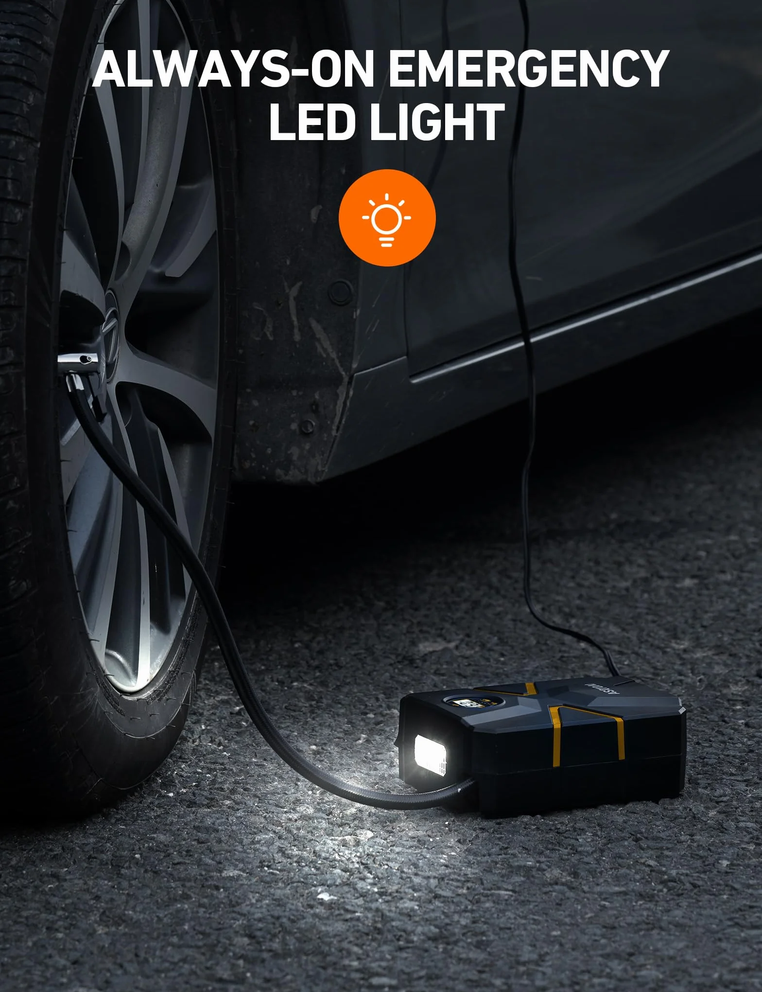 AstroAI Sprężarka do opon 10,3 bar 12 V DC z wyświetlaczem LCD