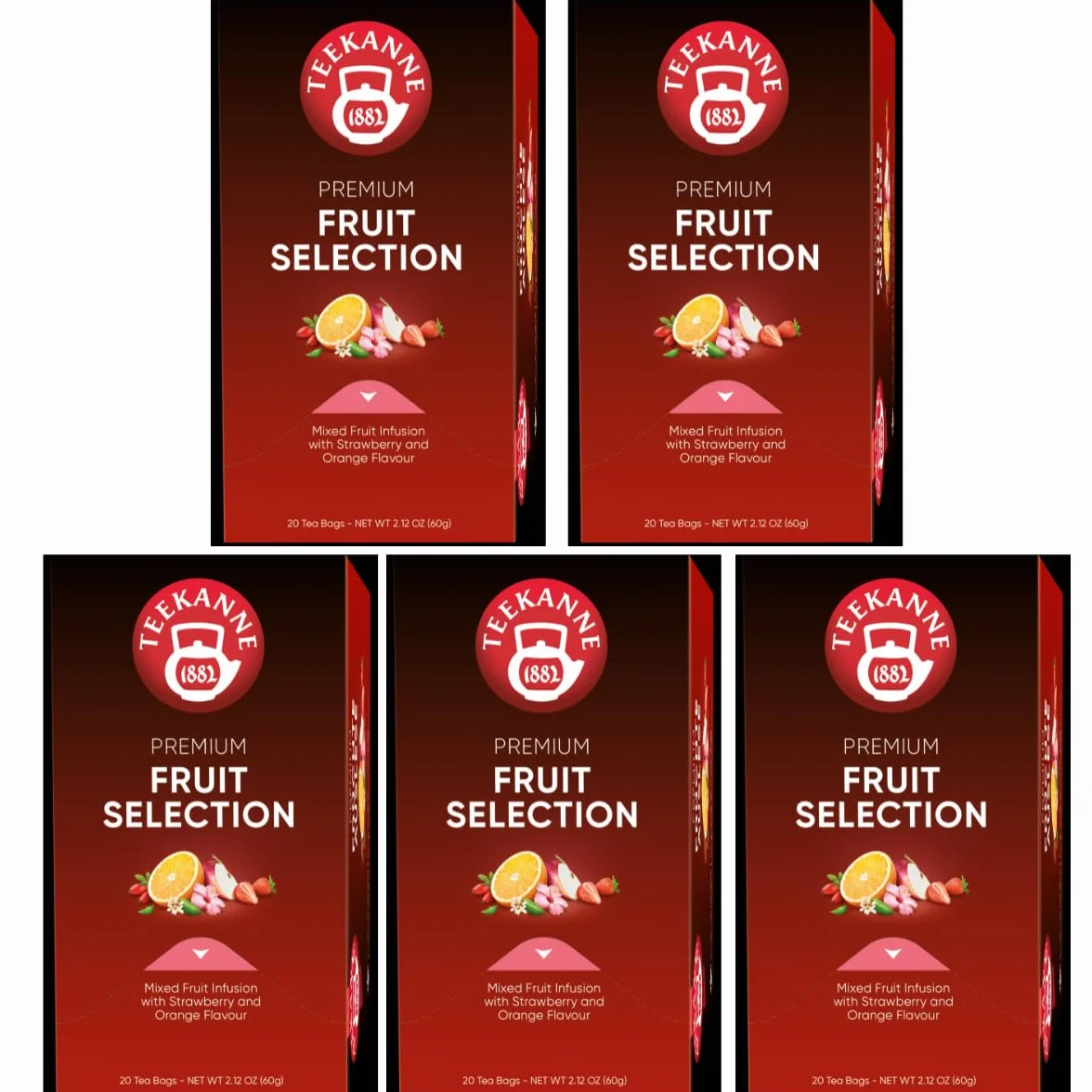Teekanne Premium Fruit Selection, 5 sztuk (5 x 20 torebek herbaty), 5 x 60 g