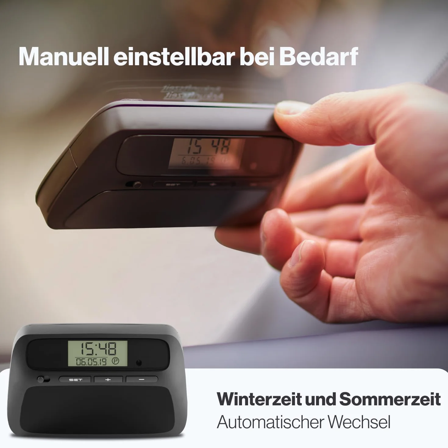 Parkwächter v0 Elektroniczna tarcza parkingowa z dopuszczeniem do ruchu drogowego – automatyczny zegar parkingowy zgodnie z niemieckim prawem o ruchu drogowym – kolor niebieski – 111 x 72 x 25 mm