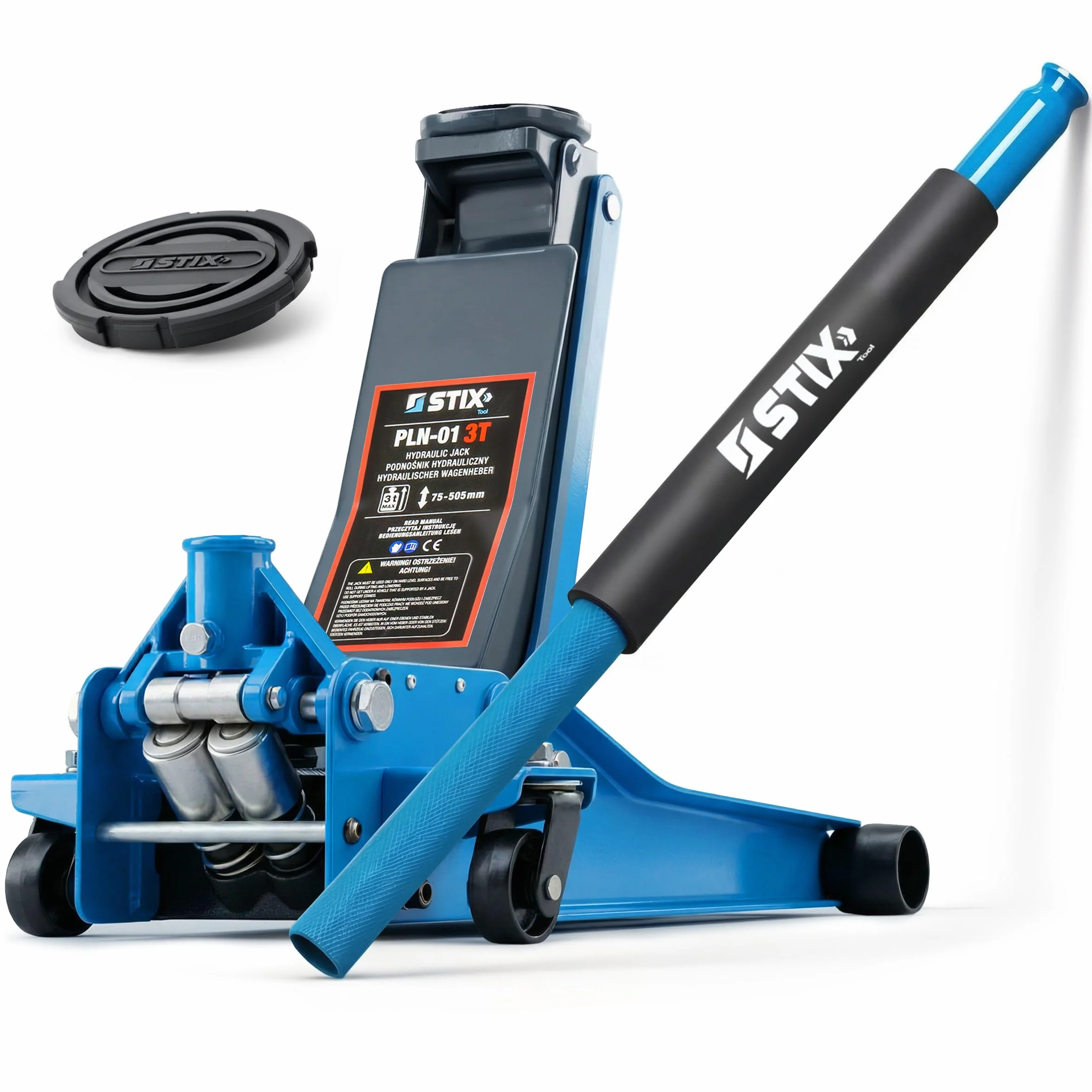 STIX Podnośnik hydrauliczny typu żaba 3T niski profil 75-505 mm z podwójnym tłokiem