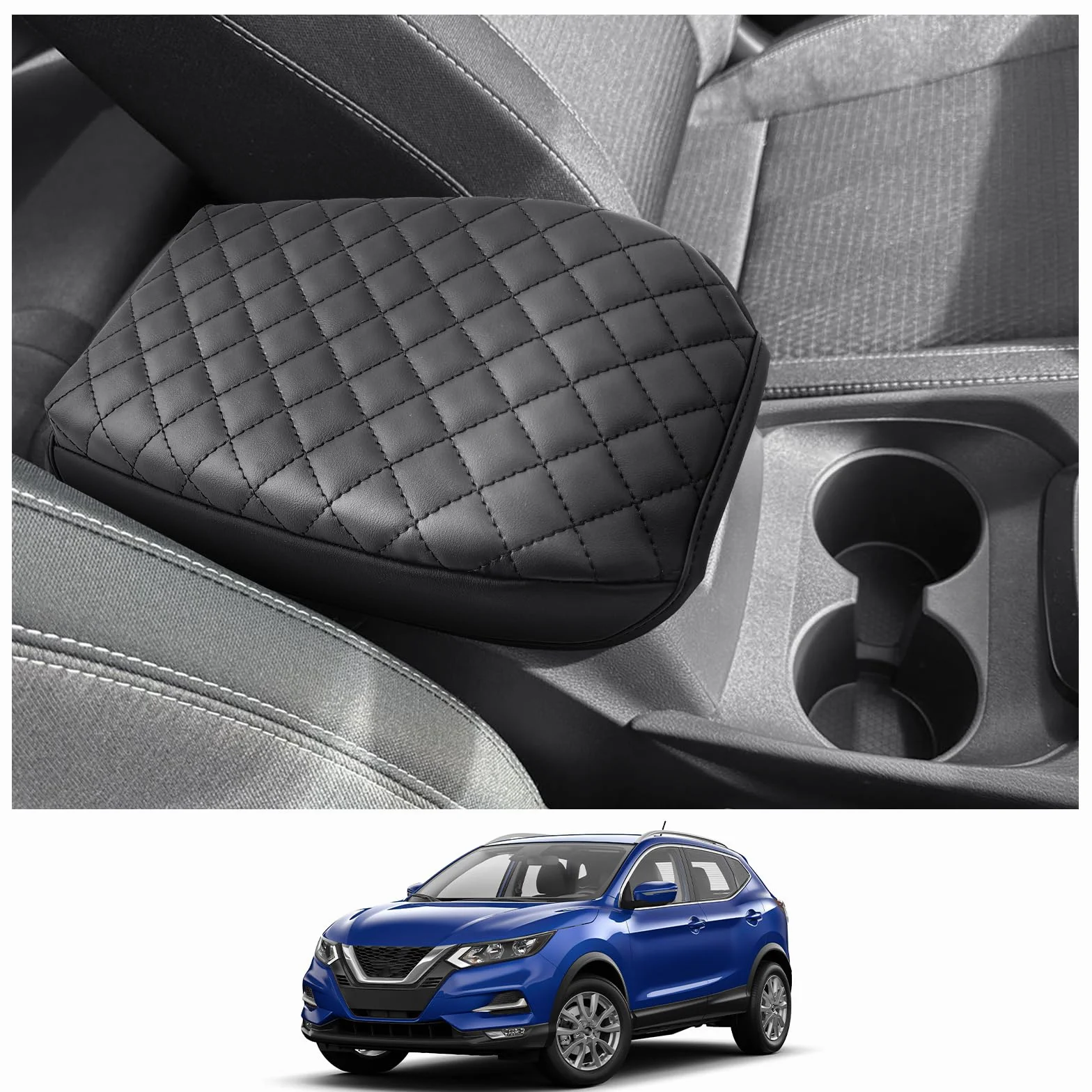 CDEFG Kompatybilny z Nissan Qashqai J12 2021-2024 2025, podłokietnik środkowy, osłona podłokietnika, osłona ochronna, osłona na konsolę środkową, podłokietnik ze sztucznej skóry, akcesoria samochodowe