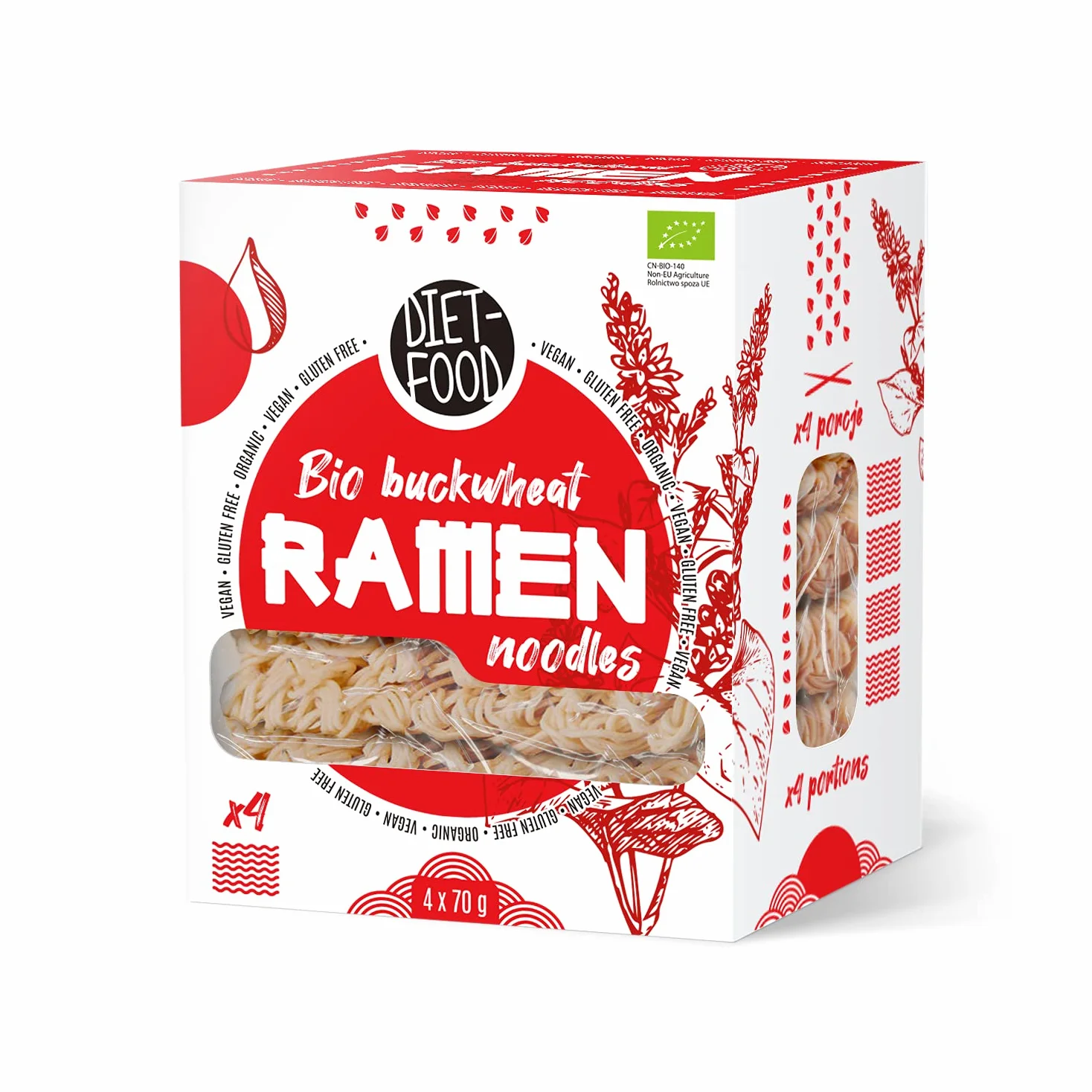 DIET-FOOD Makaron gryczany ramen 100%, bezglutenowy (280g) - BIO
