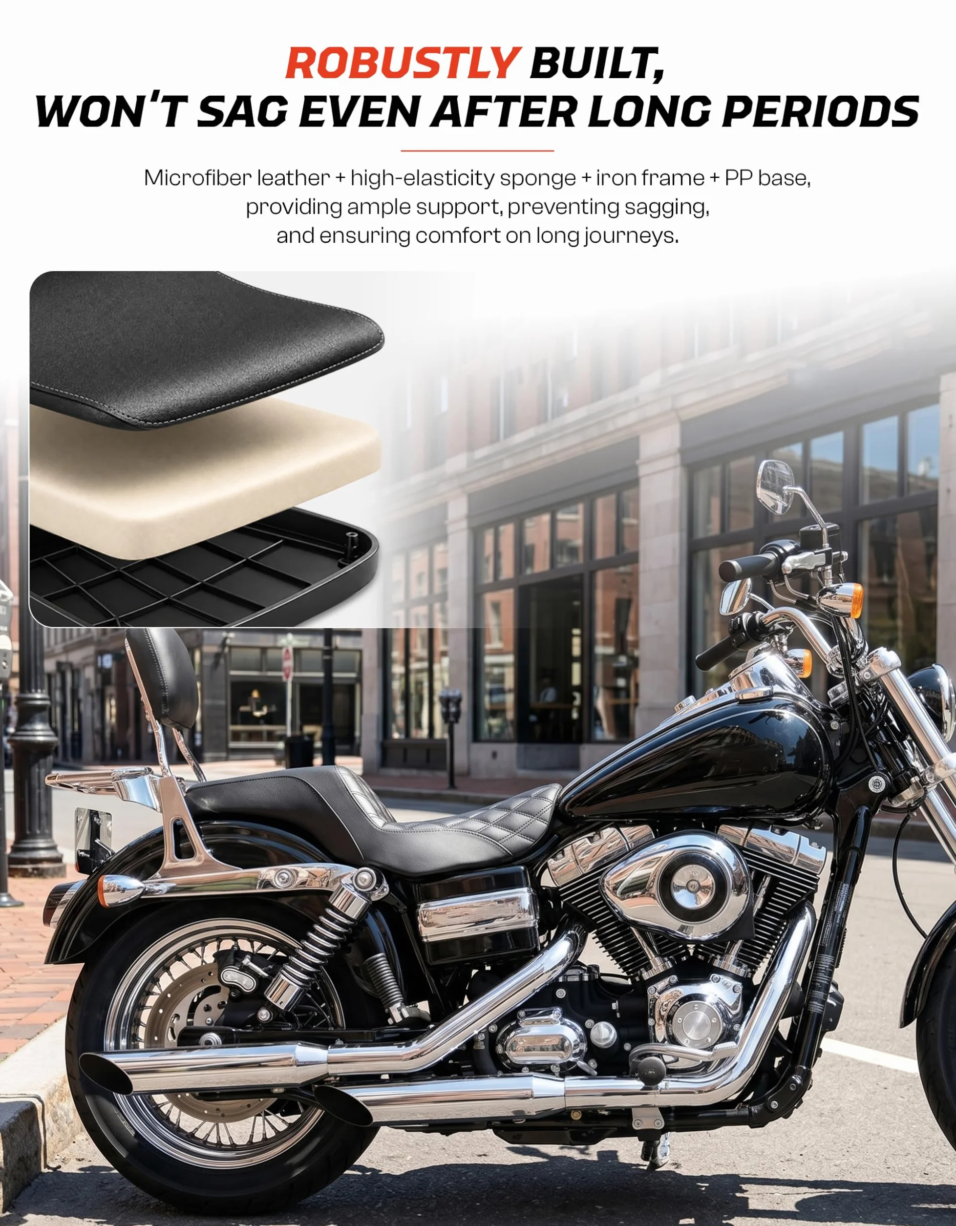 TCMT Siedzenie kierowcy i pasażera pasuje do Dyna Super Glide Street Bob Wide Glide Fat Bob Low Rider Switchback 2006-2017