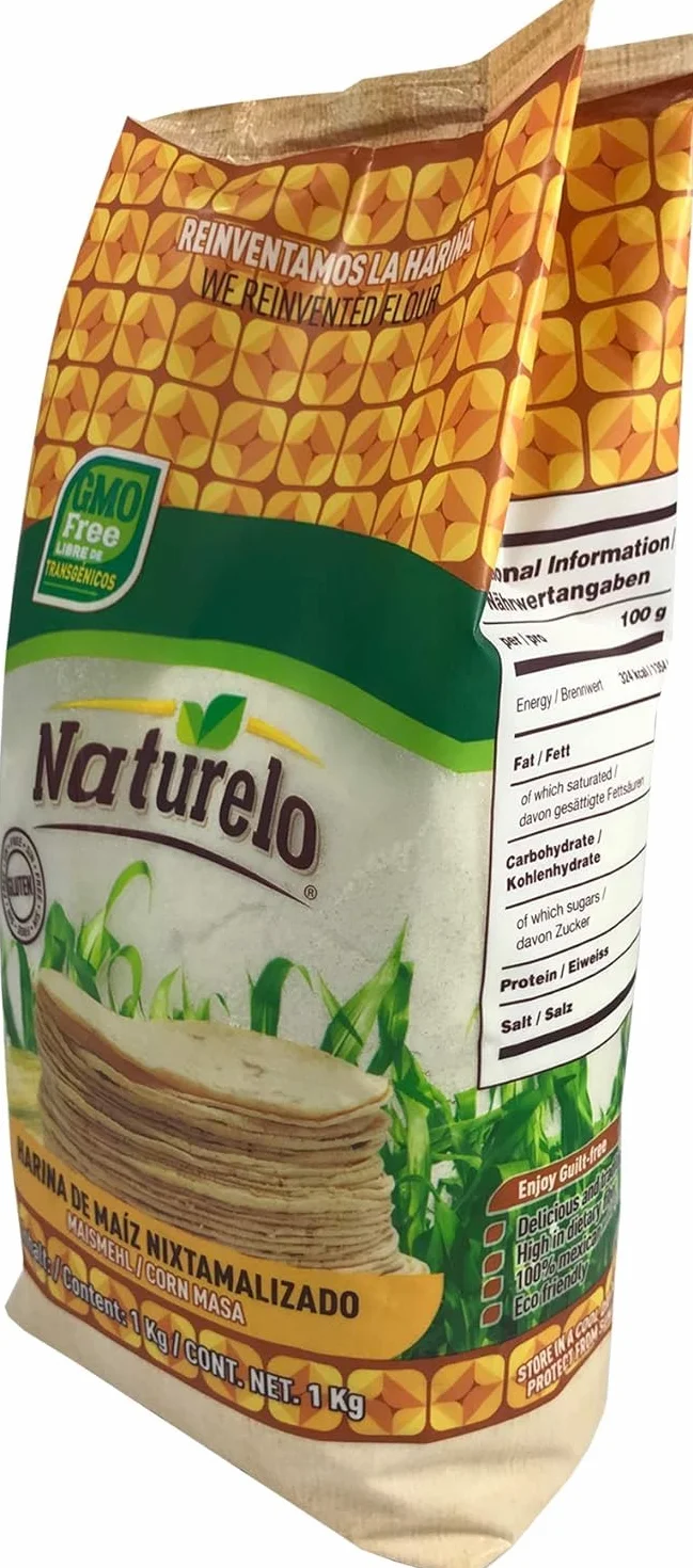 Mąka kukurydziana z 100% naturalnej kukurydzy, opakowanie 1 kg - Harina de Maiz Nixtamalizado NATURELO 1 kg