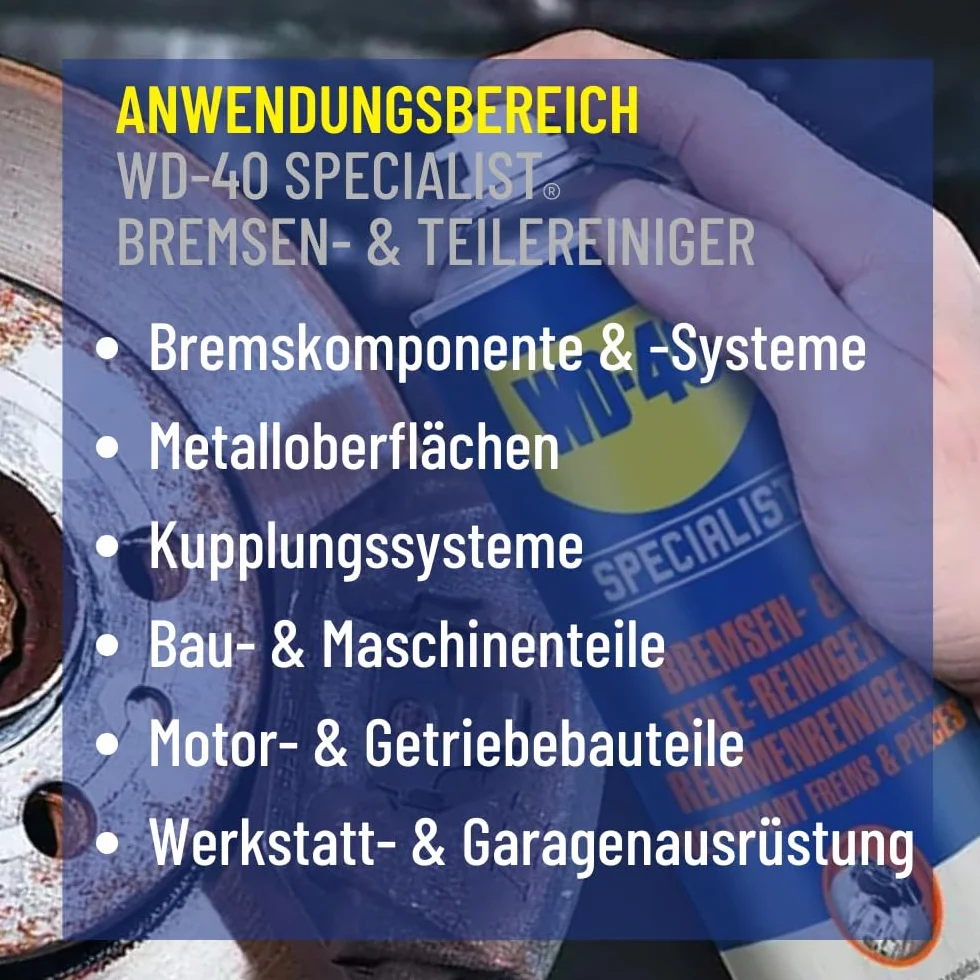 WD-40 Specialist Środek do czyszczenia hamulców 500 ml – usuwanie tłuszczu do hamulców, sprzęgieł i części silnika