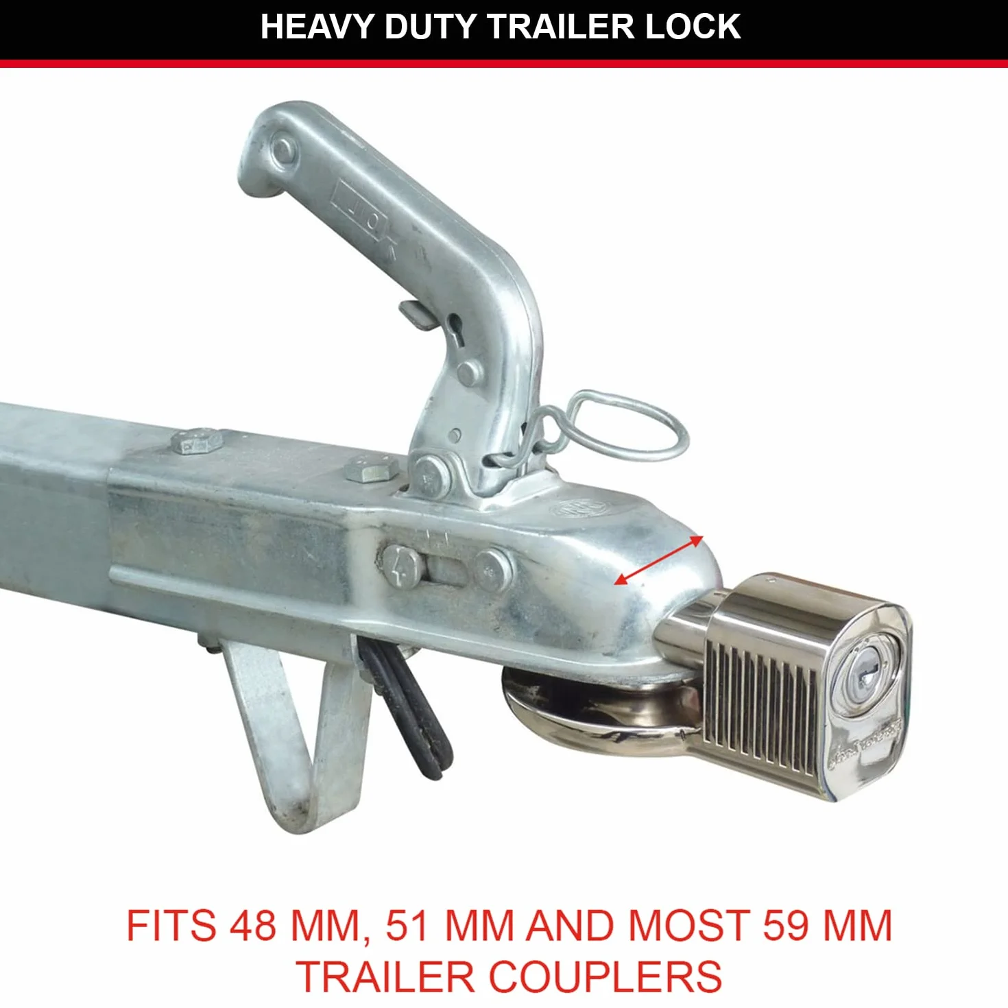 MASTER LOCK Wytrzymały zamek holowniczy, uniwersalny zamek hakowy, aluminiowy, zewnętrzny, 60 x 135 x 90 mm