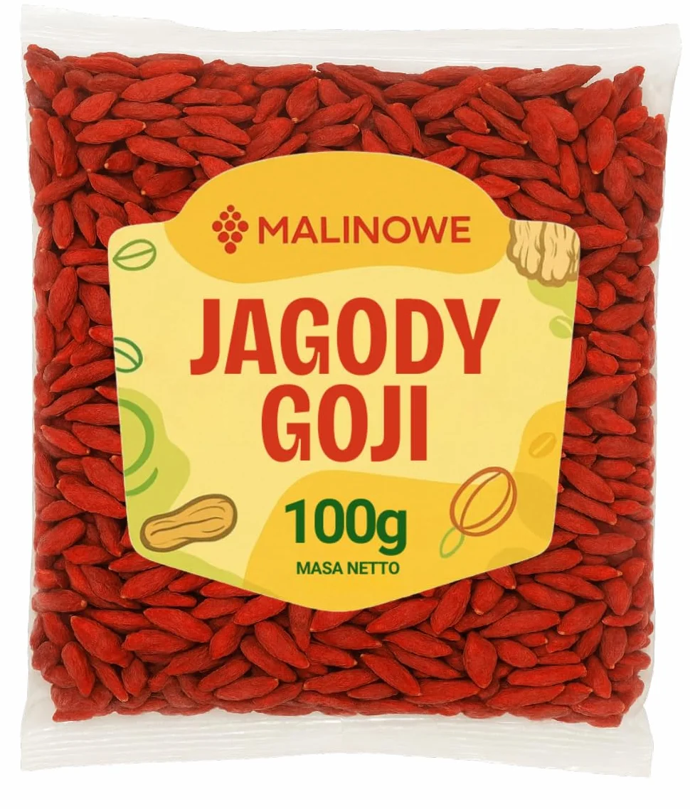 Malinowe JAGODY GOJI SUSZONE 100g Goja Naturalna Doskonała Premium