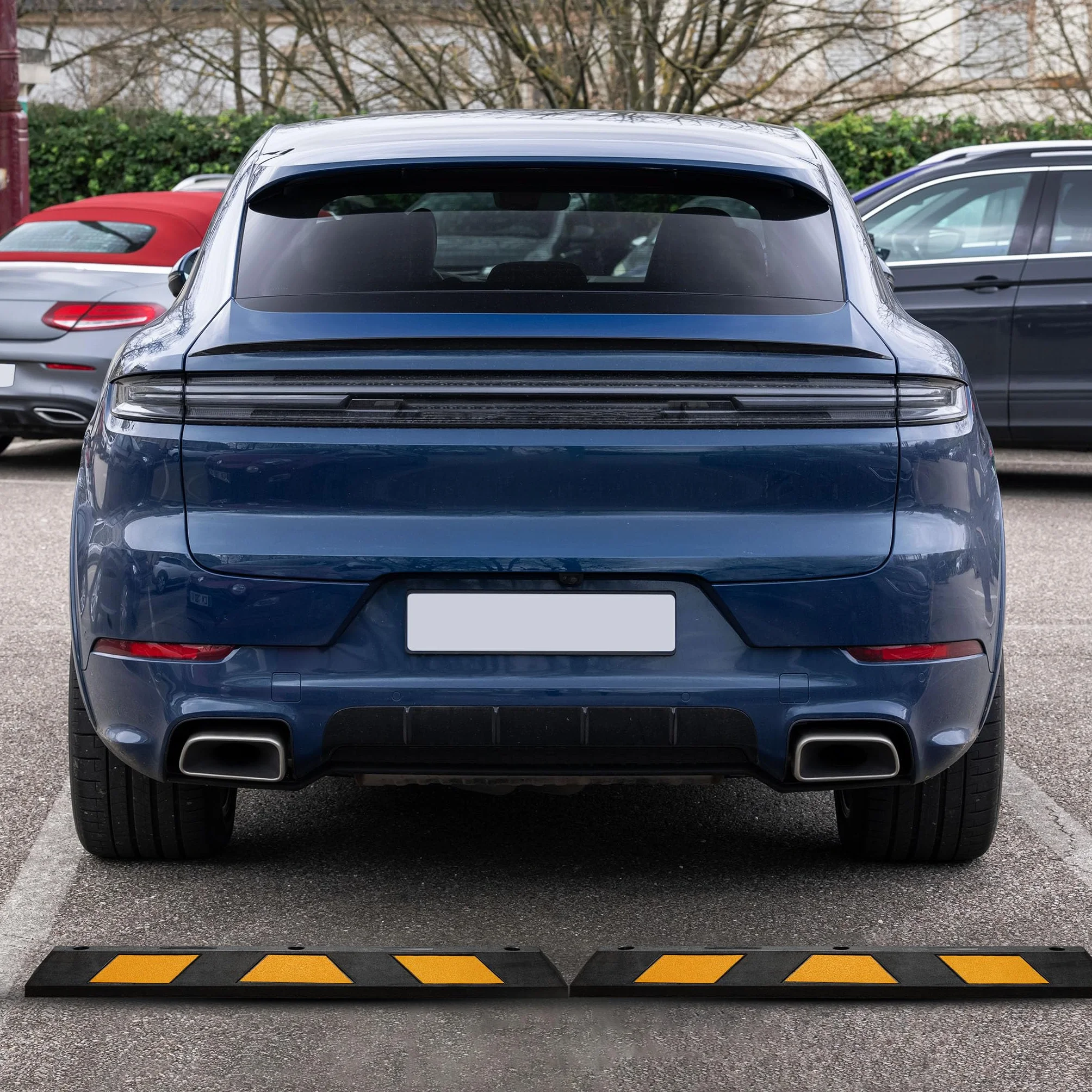 Wiltec Ogranicznik parkingowy 2 szt. 120 x 15 x 10 cm czarny z żółtą taśmą odblaskową