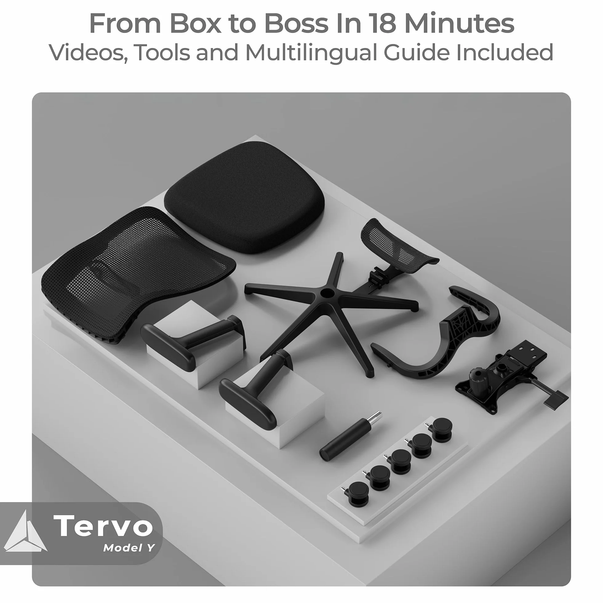 Tervo Model Y, składane krzesło biurowe do małych pomieszczeń, krzesło dla graczy dla dorosłych i dzieci, ergonomiczne krzesło komputerowe z siatki, składane krzesło biurkowe, do pracy w domu, model Y