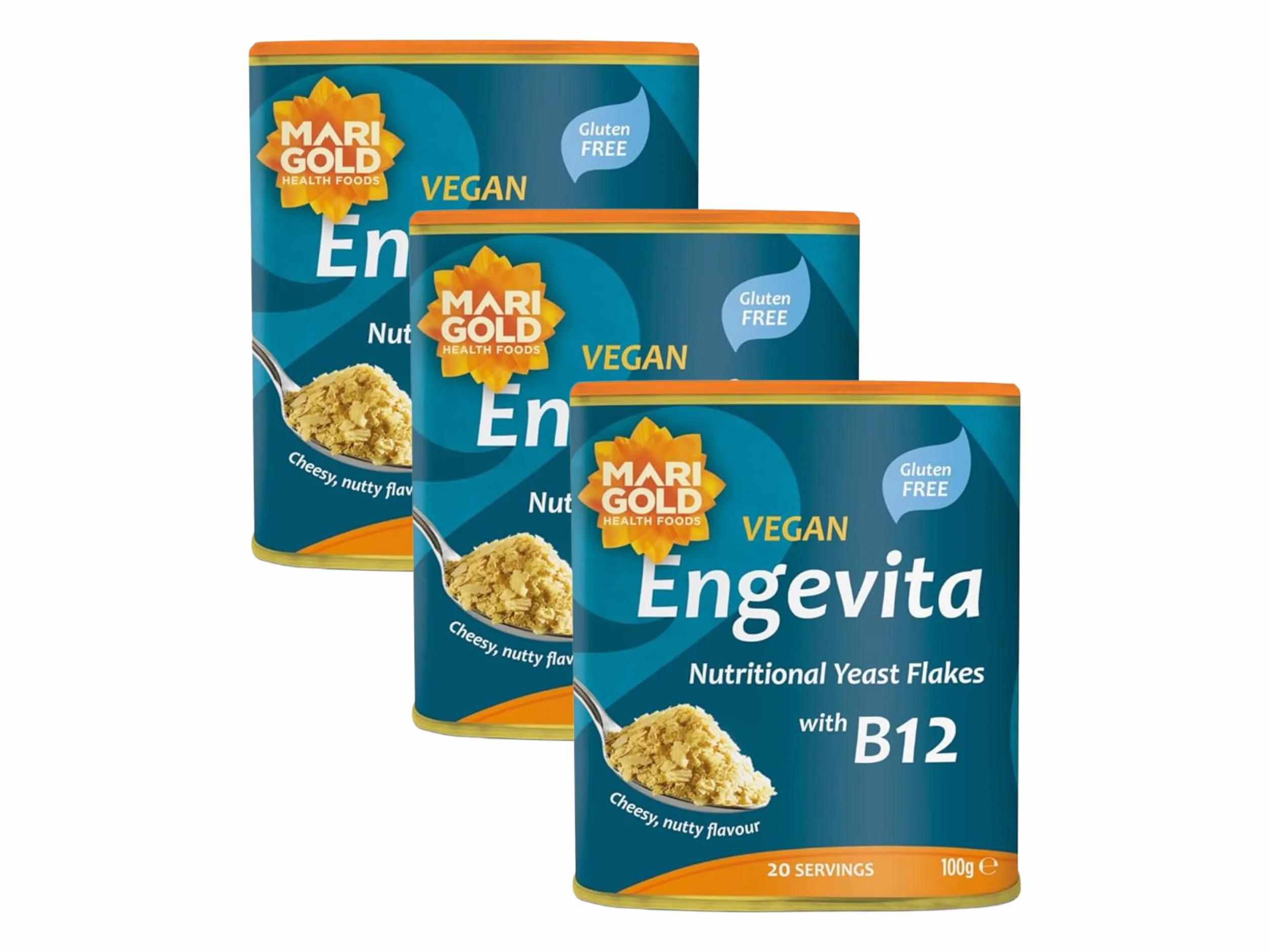 Marigold Health Foods Engevita Savoury Yeast Condiment With B12 100 G Zestaw 3 Szt.