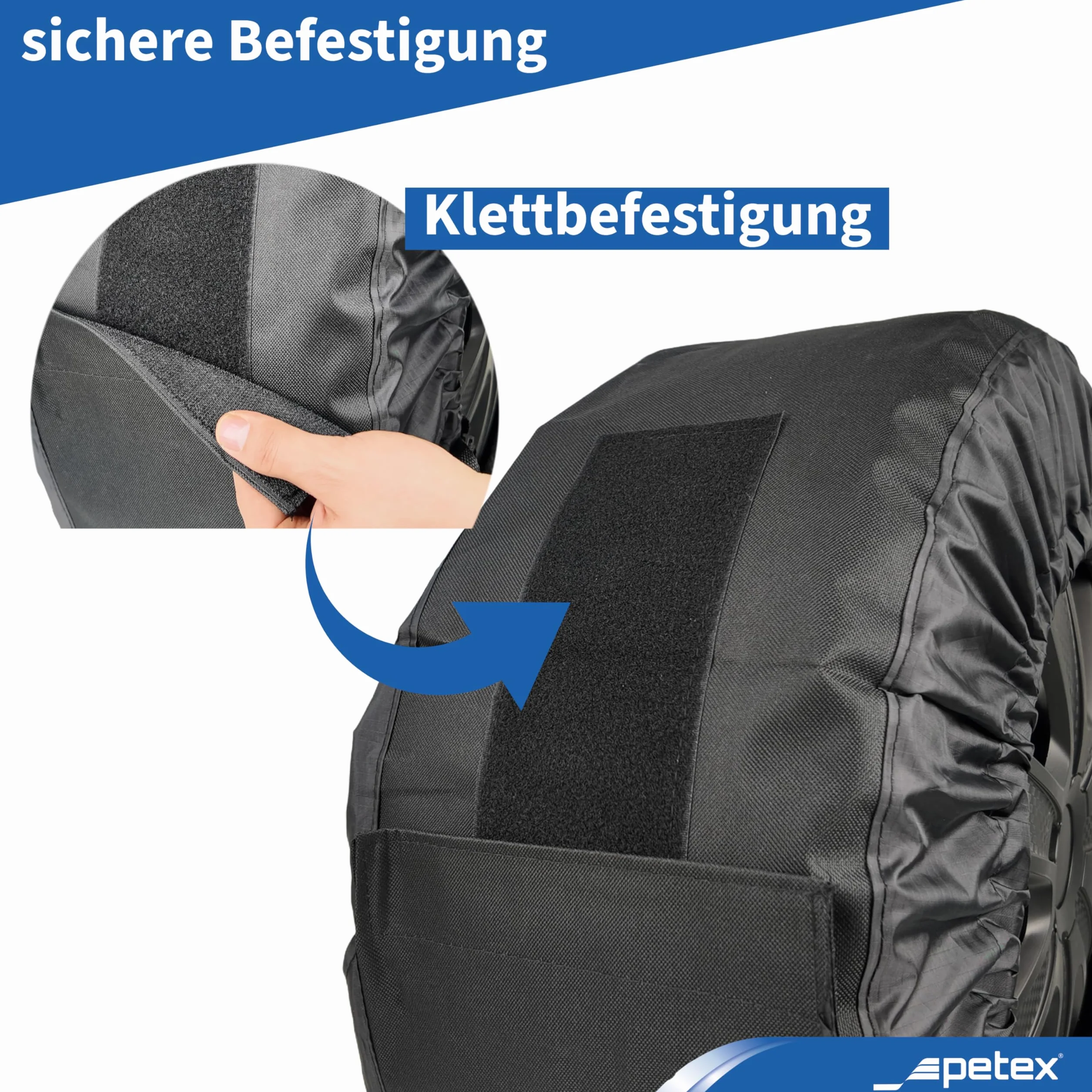 PETEX Zestaw toreb na opony, czarny, różne rozmiary (XXL/od Ø 736 mm do 800 mm)