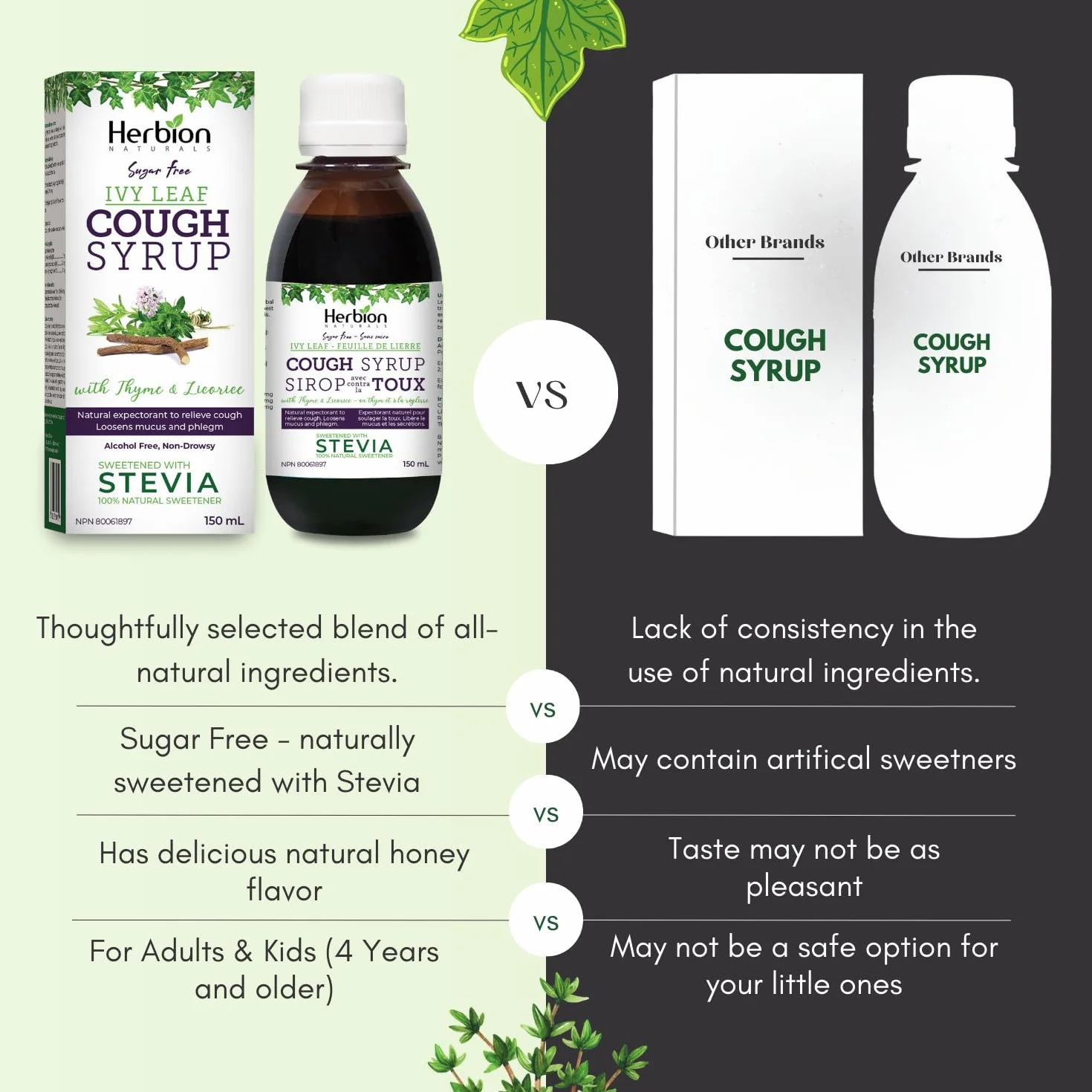 Herbion Natural Syrup tymiankowy syrop na kaszel 150 ml dla dorosłych i dzieci od 4 lat