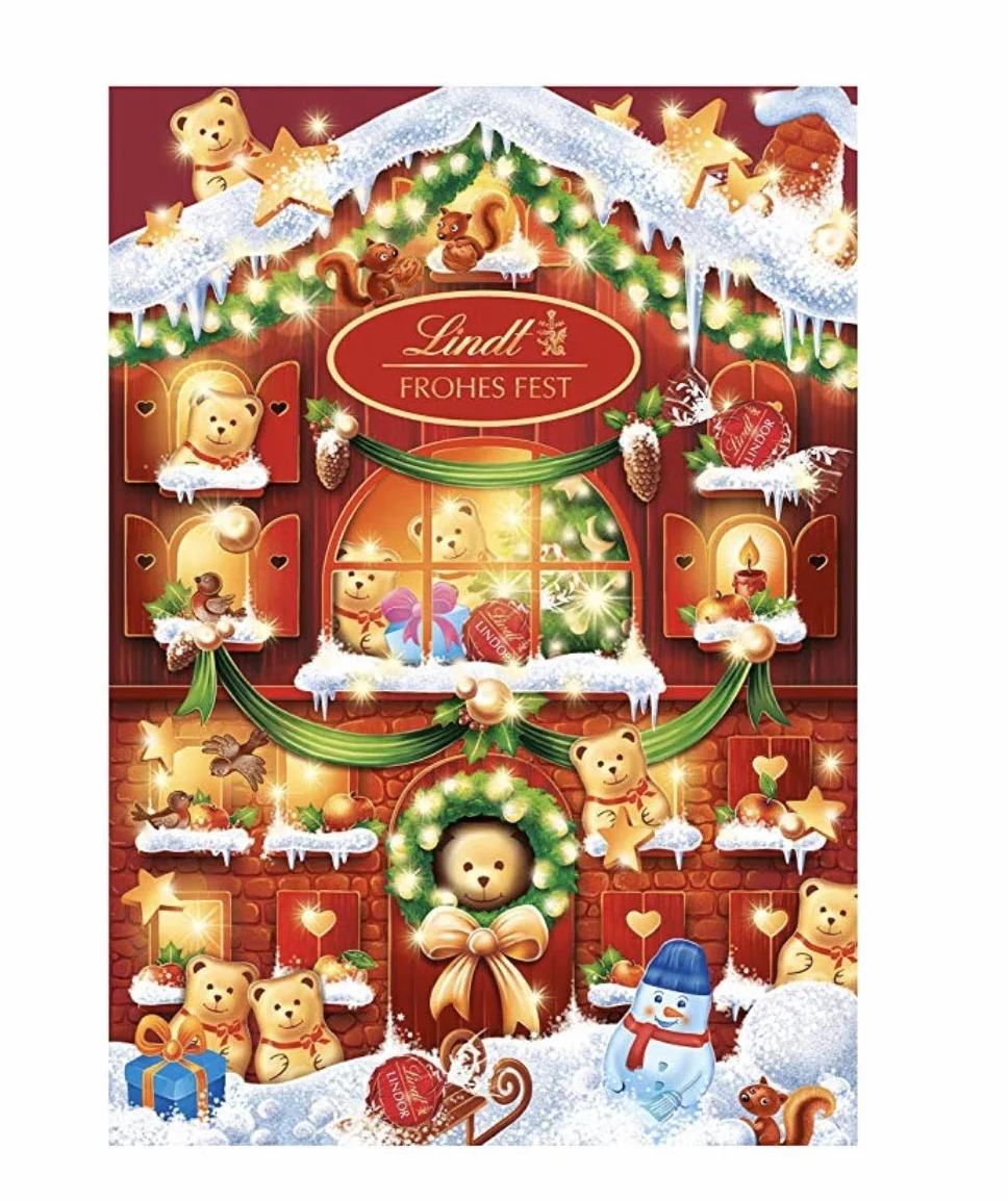 Lindt Czekoladowy kalendarz adwentowy 2023 172 g 24 słodkie niespodzianki czekolada na Boże Narodzenie