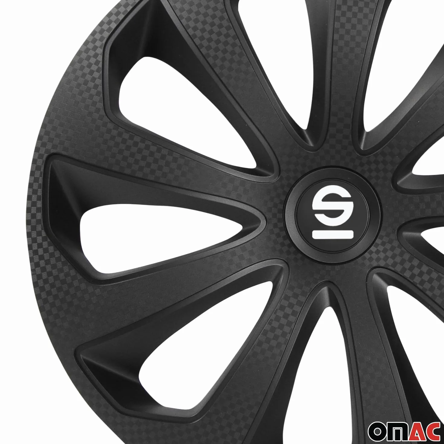 Sparco SP 1574BKC Zestaw kołpaków na koła Sicilia 15 w kolorze czarnym/karbonowym